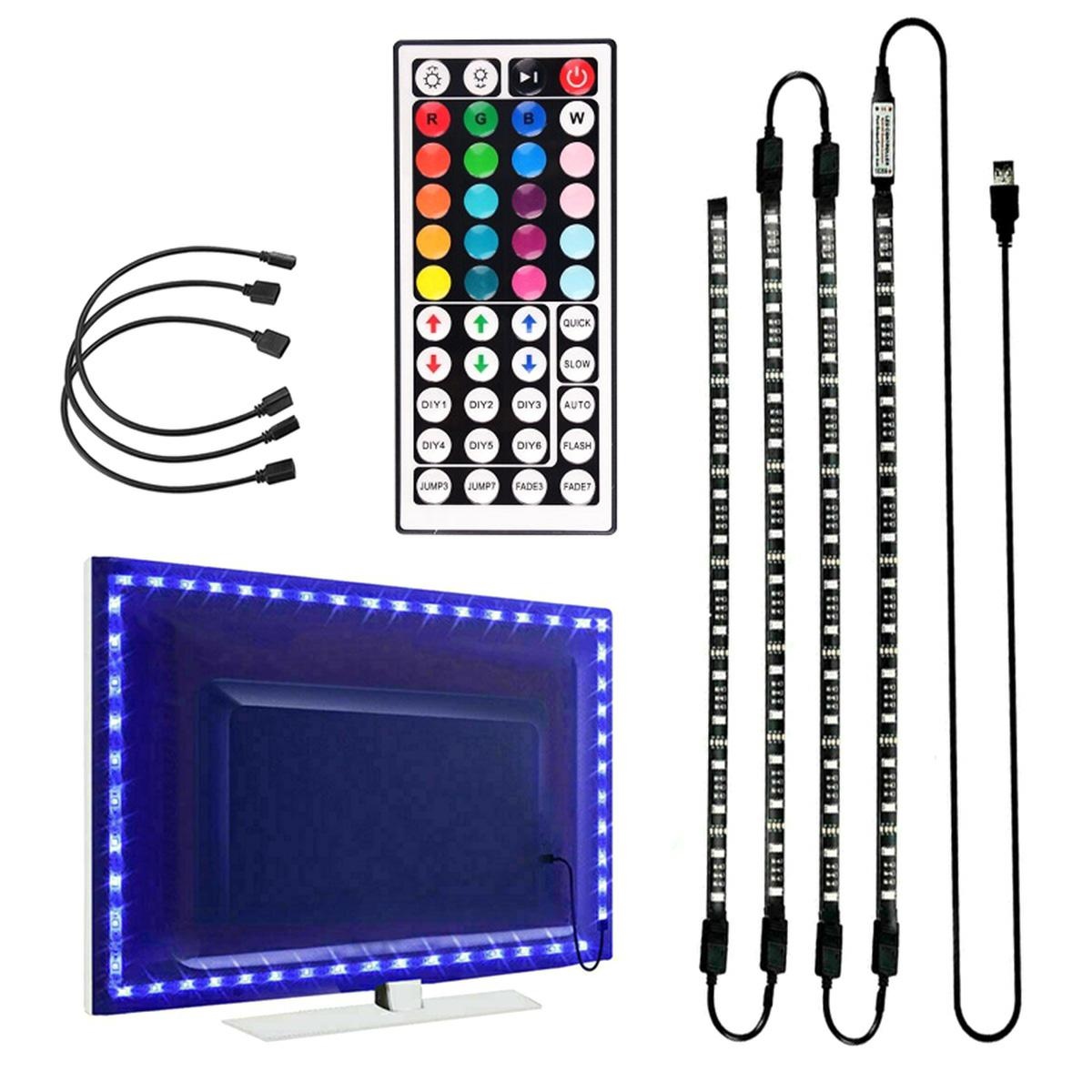 Išmaniojo (smart tv) ir televizoriaus priedas led juostelė televizoriaus apšvietimui rgb 4x50cm