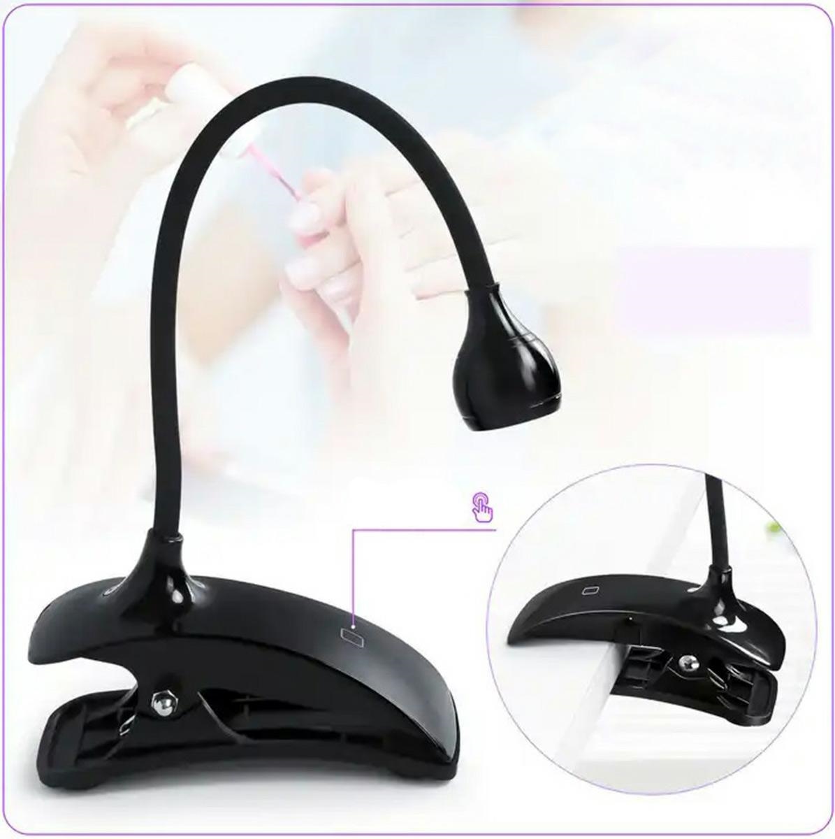 Nagų lempa su uv led klipsu, 3w, juoda