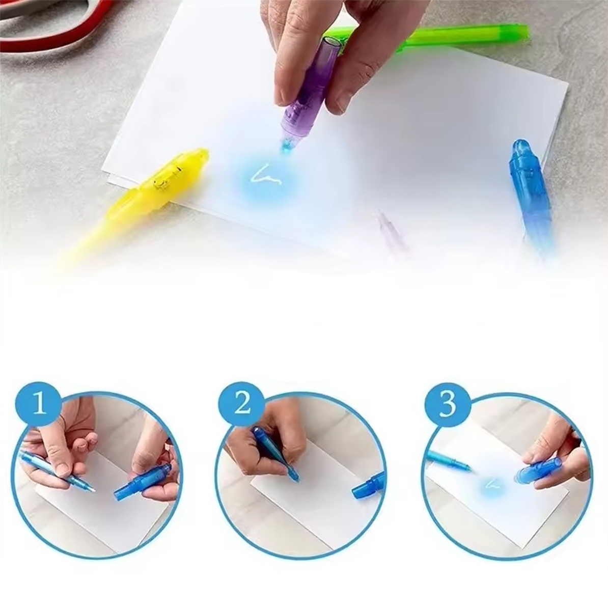 Šnipinėjimo rašiklis su uv led lempute, 13 cm