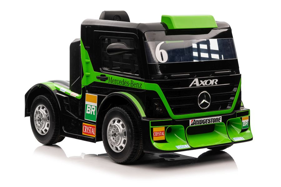 Vienvietis elektromobilis vaikams mercedes-benz axor xmx622, žalias