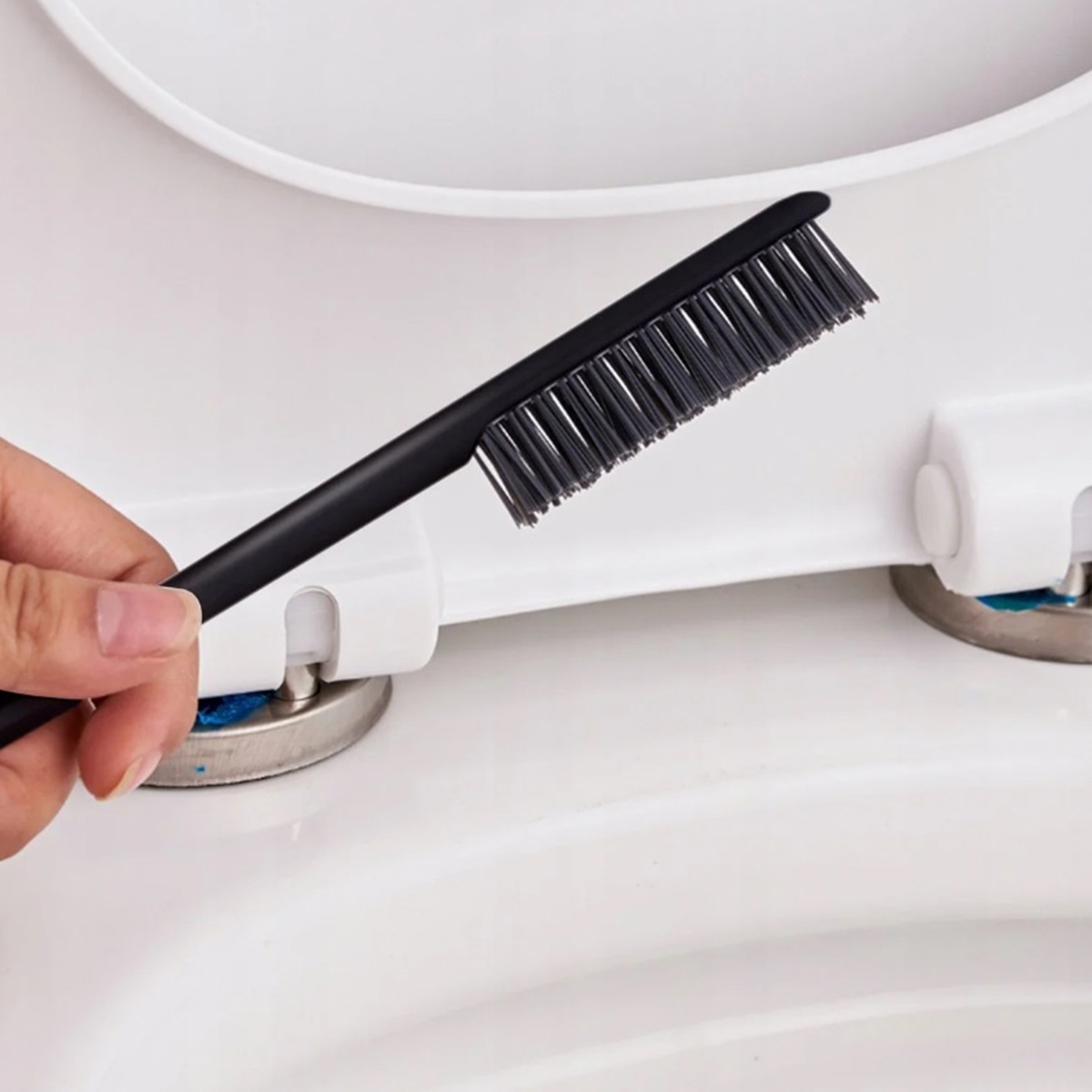 Dviejų dalių silikoninis wc šepetėlių rinkinys su laikikliu, juodas