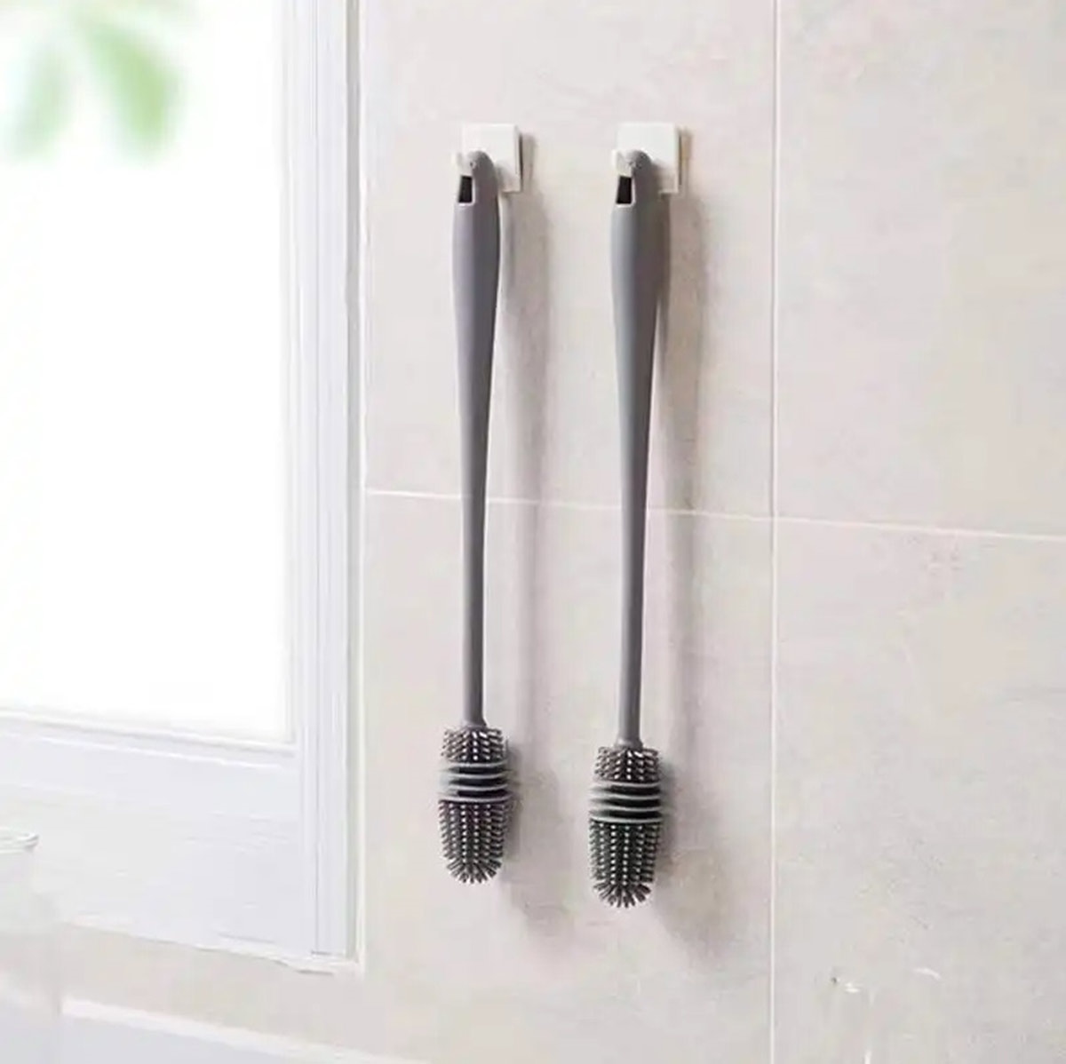 Silikoninis šepetėlis stiklui ir buteliams, 28 cm, balta