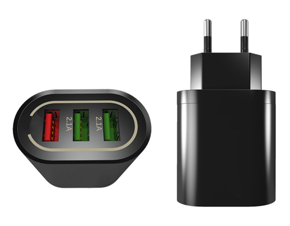 Usb tinklo įkroviklis plp37d, 18w, quick charge 3.0, 3 usb, juodas 3