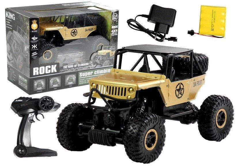 Visureigis jeep twist 4x4 su nuotolinio valdymo pultu, aukso spalvos
