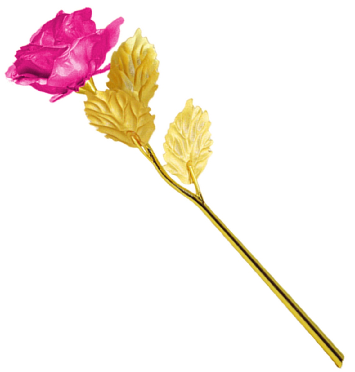 Auksinė rožė su rožiniais žiedlapiais, 24 cm