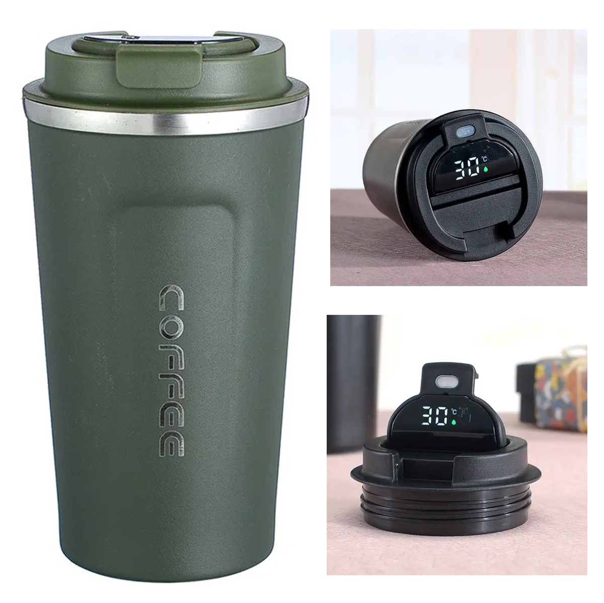 Termo puodelis su lcd ekranu, 510 ml, žalias 2