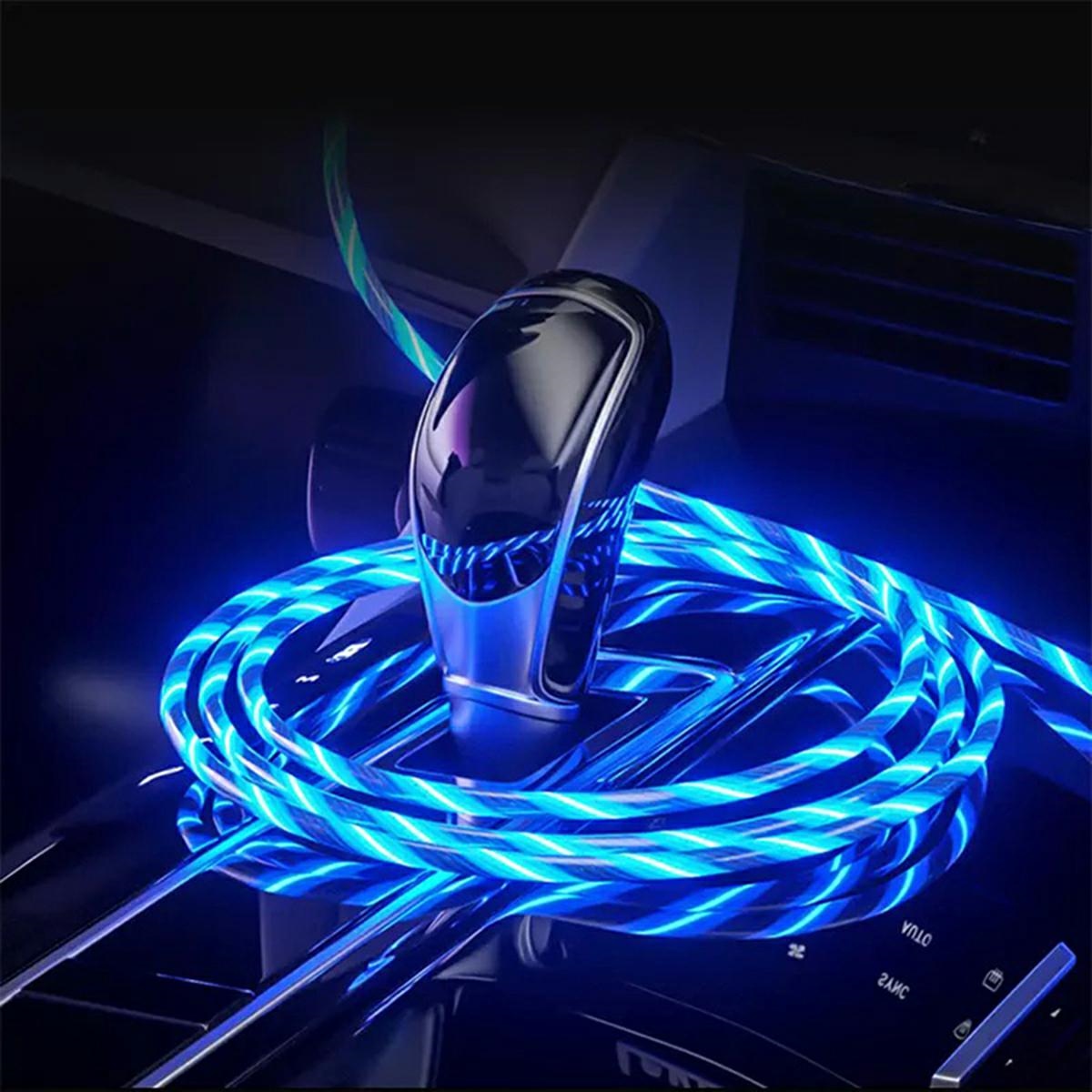Magnetinis usb laidas 3in1 led, 1 m, mėlynas