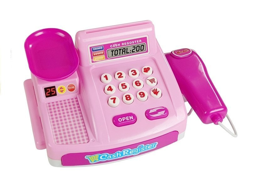 Parduotuvė su kasa ir prekystaliu "pink", 35 dalių