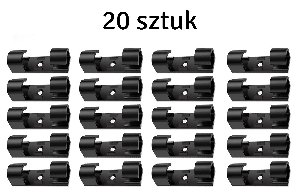Lipnūs kabelių laikikliai 20 vnt, juodi, 3m