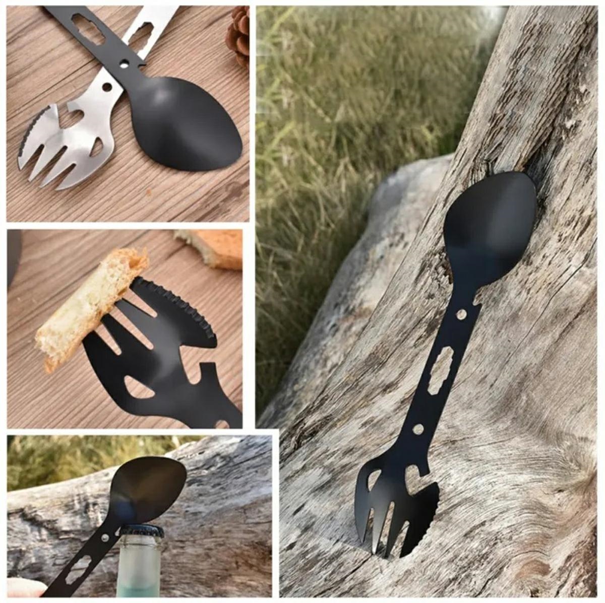 Turistinis stalo įrankių rinkinys iš nerūdijančio plieno, 18 cm
