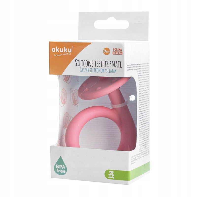Akuku silikoninis kramtukas Snail, rožinės spalvos, A0115