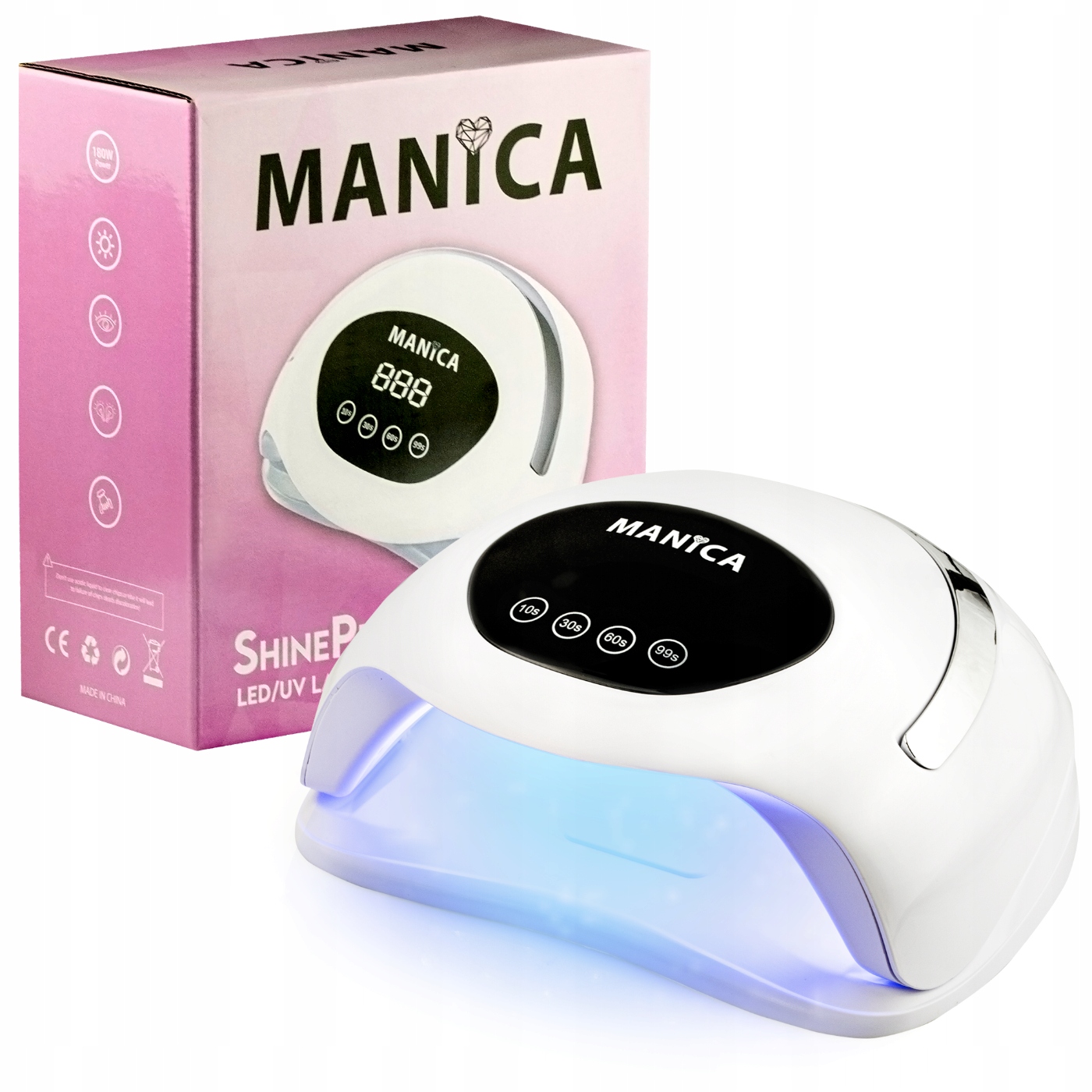 "manica" uv nagų lempos geliniai hibridai galingas 180 w manikiūras pedikiūras