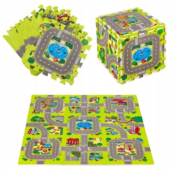 Dėlionės kilimėlis su automobiliais 9 elementų 90x90 cm