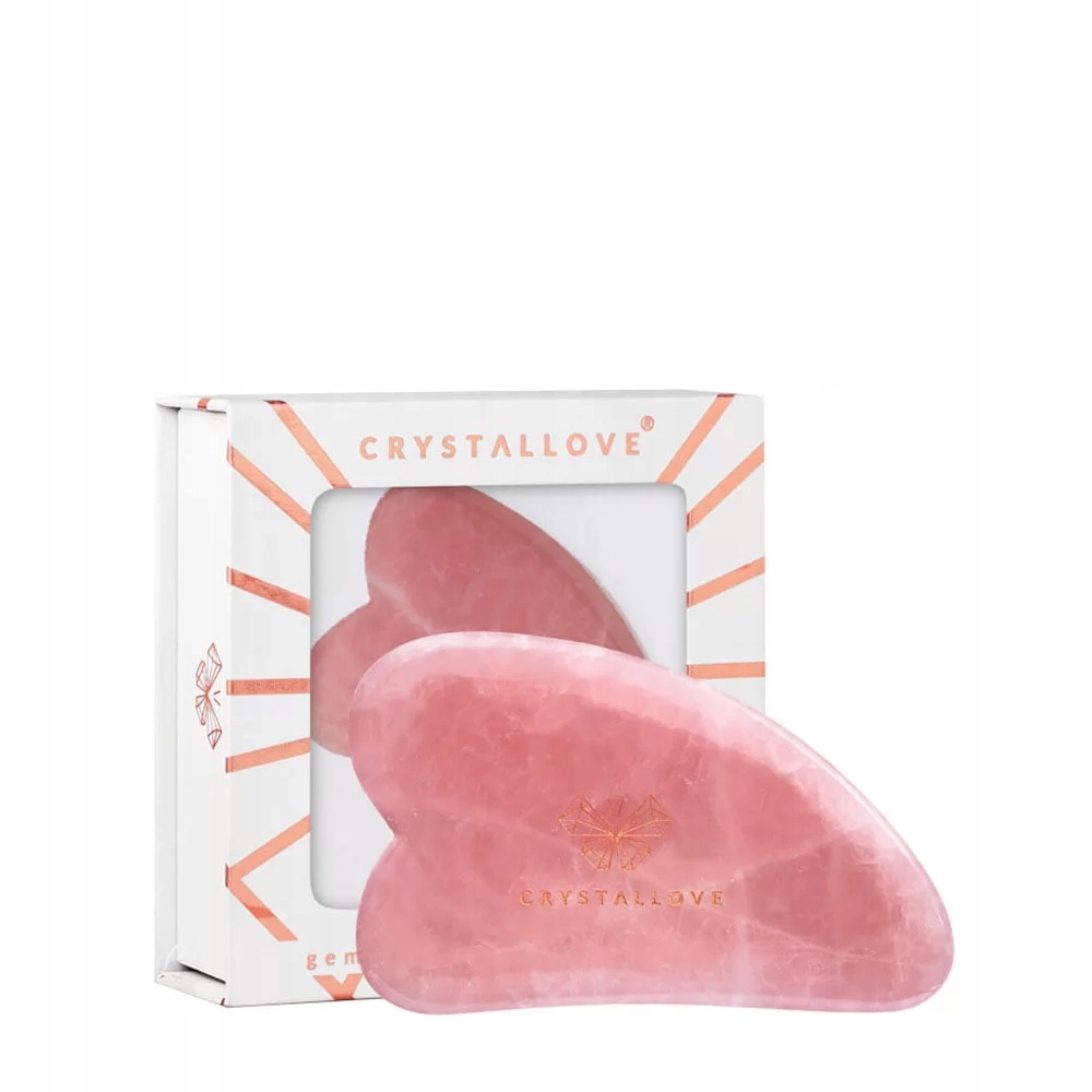 CRYSTALLOVE Rožinio kvarco gua sha veido masažo plokštelė
