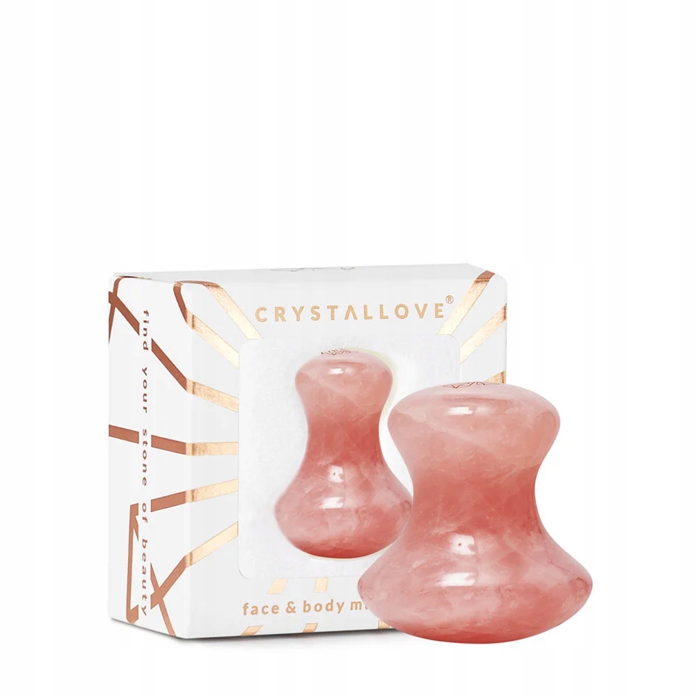 CRYSTALLOVE Veido masažo grybas iš rožinio kvarco