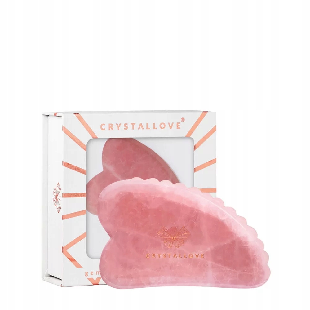 CRYSTALLOVE 3D gua sha veido masažo lėkštė iš rožinio kvarco