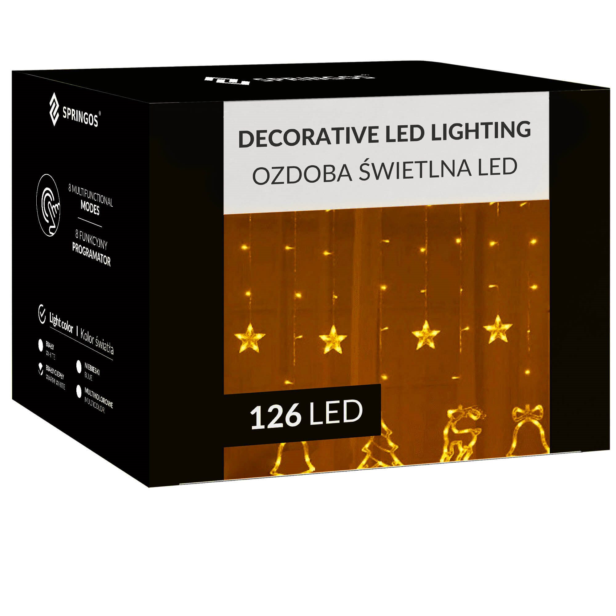 Kalėdinė užuolaida springos cl4124, 126 led, 3 m