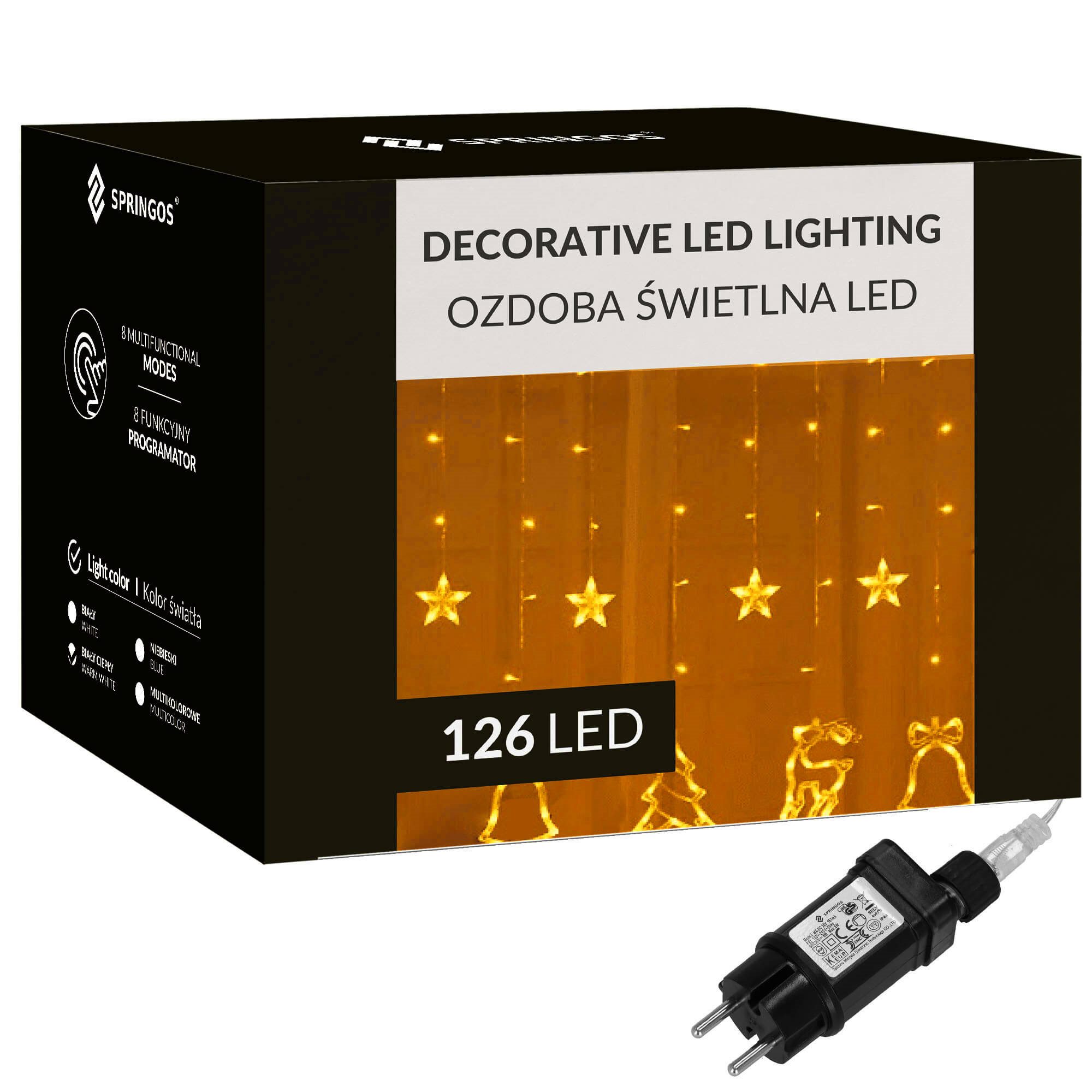 Kalėdinė užuolaida springos cl4124, 126 led, 3 m