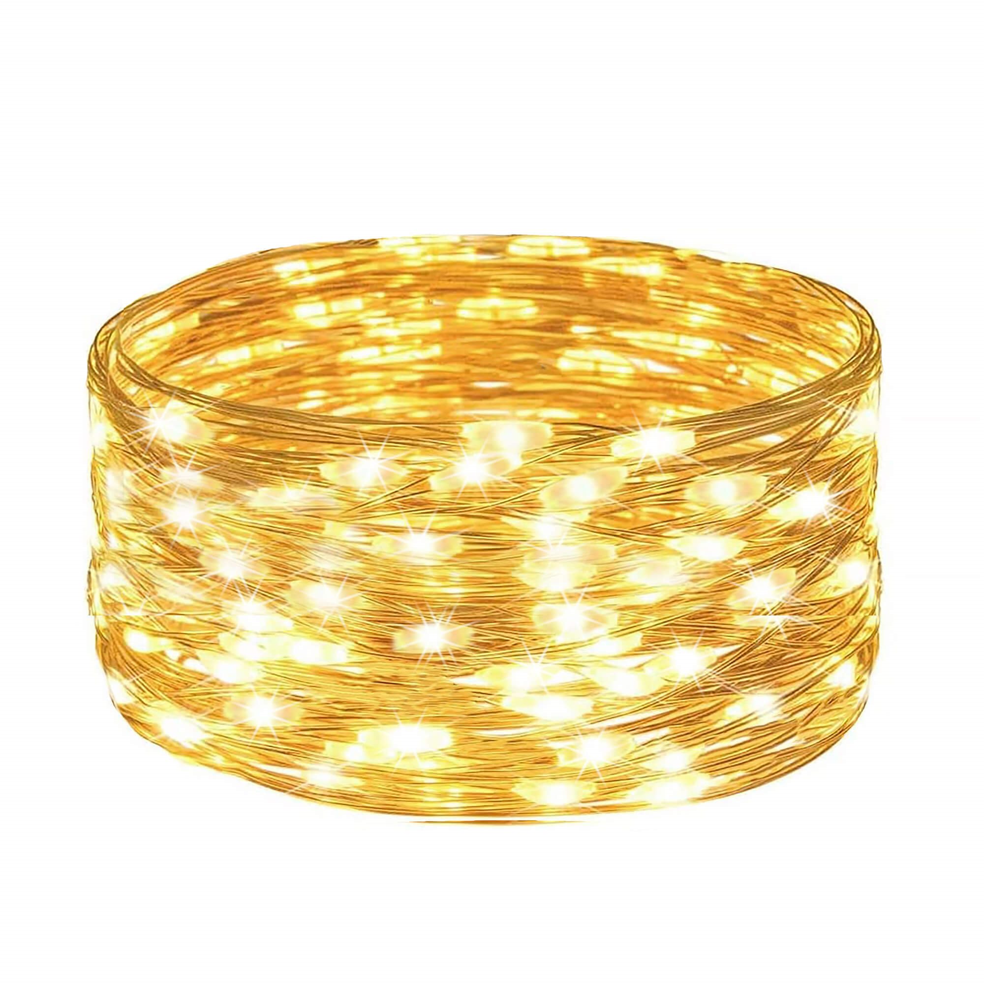 Led girlianda springos 100 vnt. 12 m, šilta balta