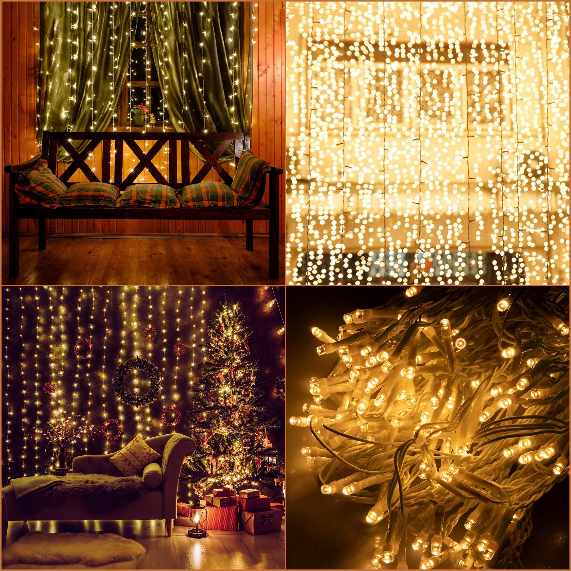 Šviesos girlianda springos cl4053, 300 led, šilta balta šviesa