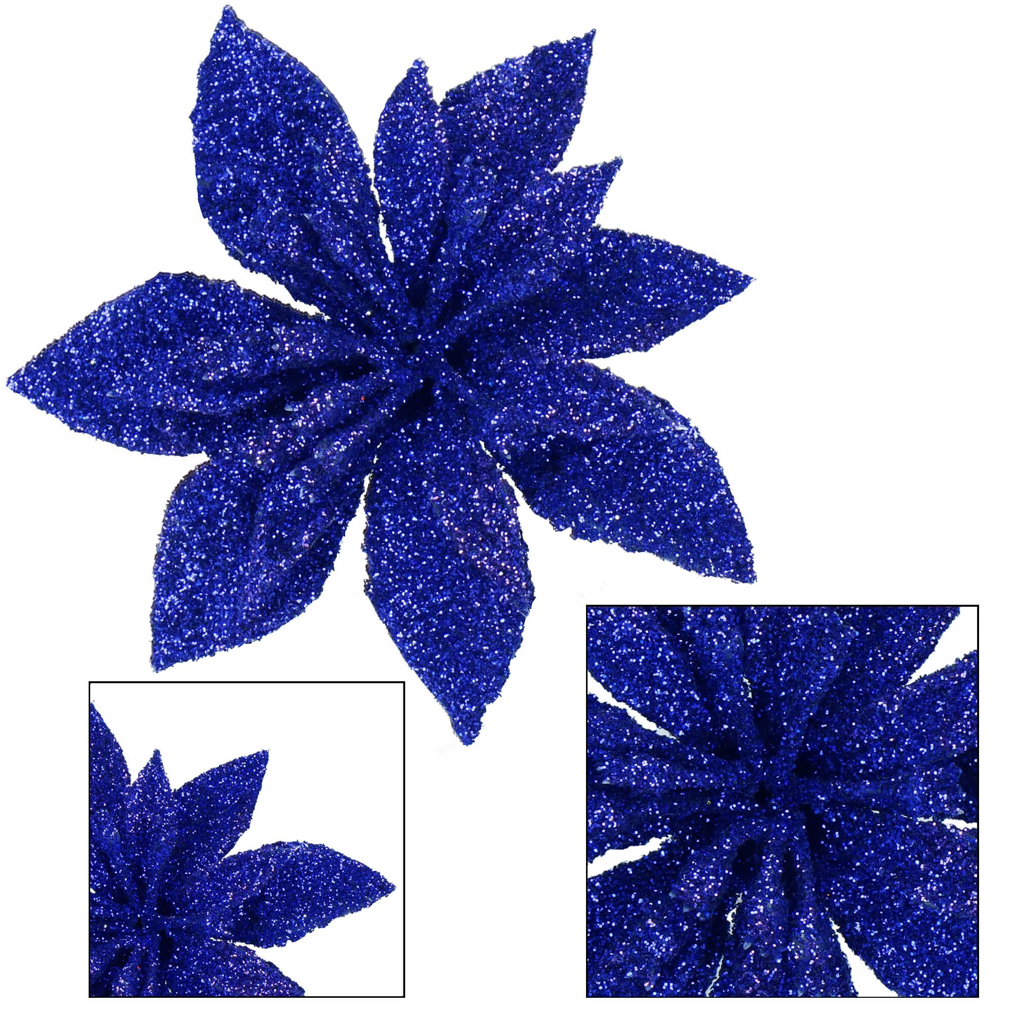 Dirbtinė puansetija springos tamsiai mėlyna, 8 cm 3