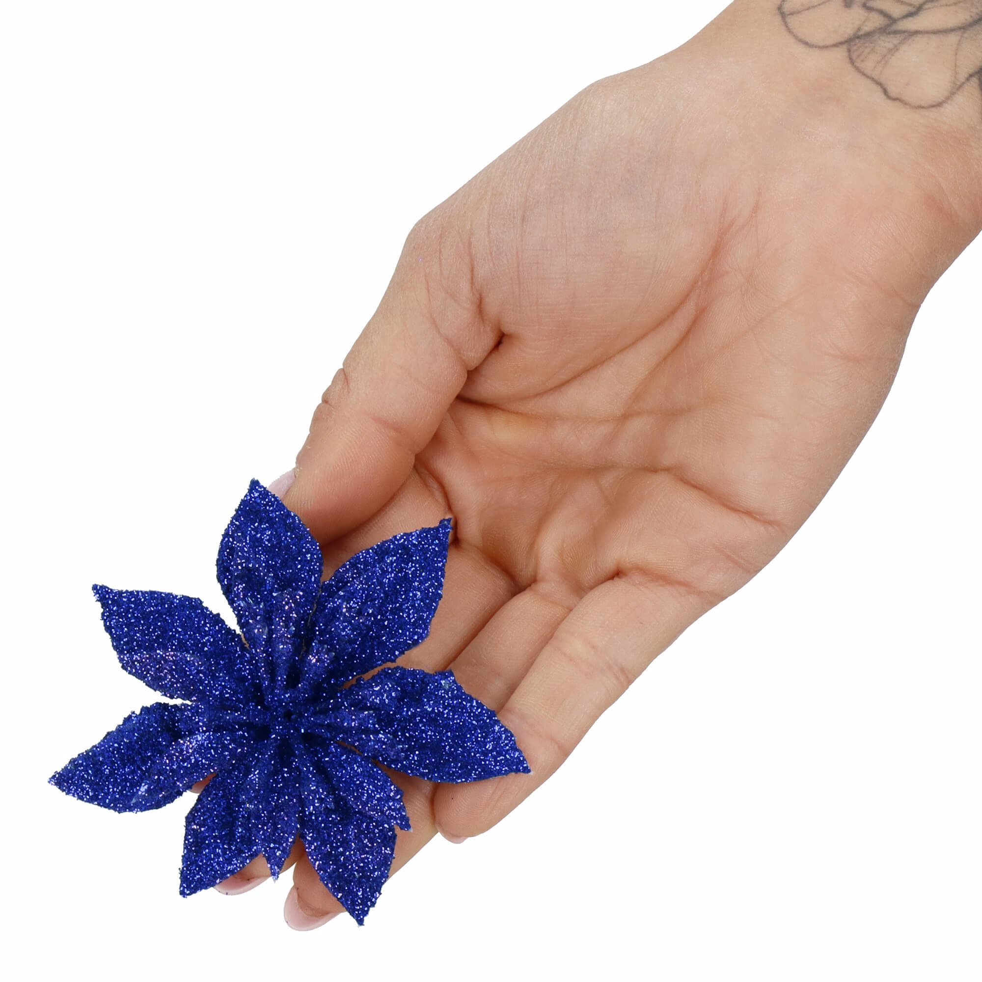 Dirbtinė puansetija springos tamsiai mėlyna, 8 cm
