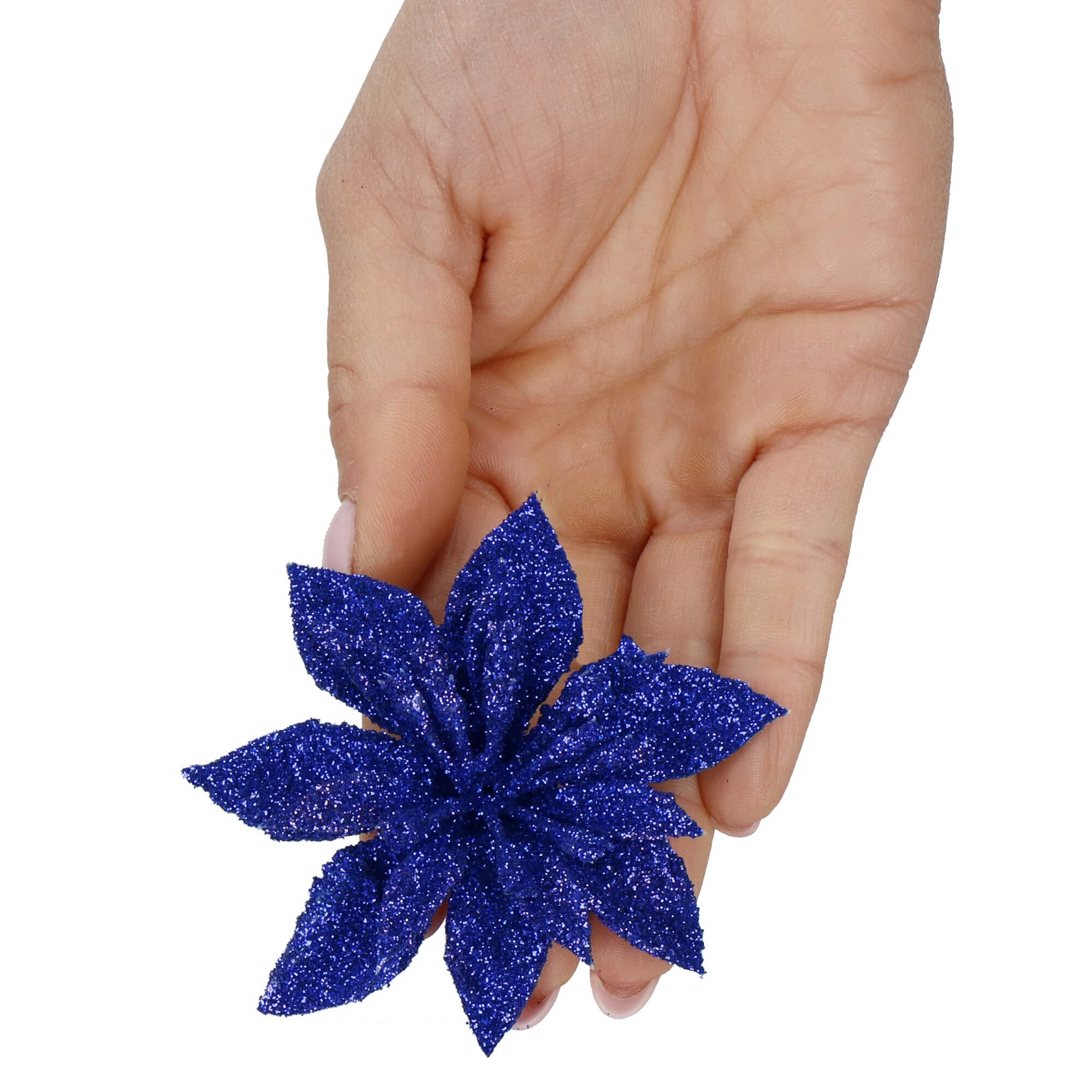 Dirbtinė puansetija springos tamsiai mėlyna, 8 cm