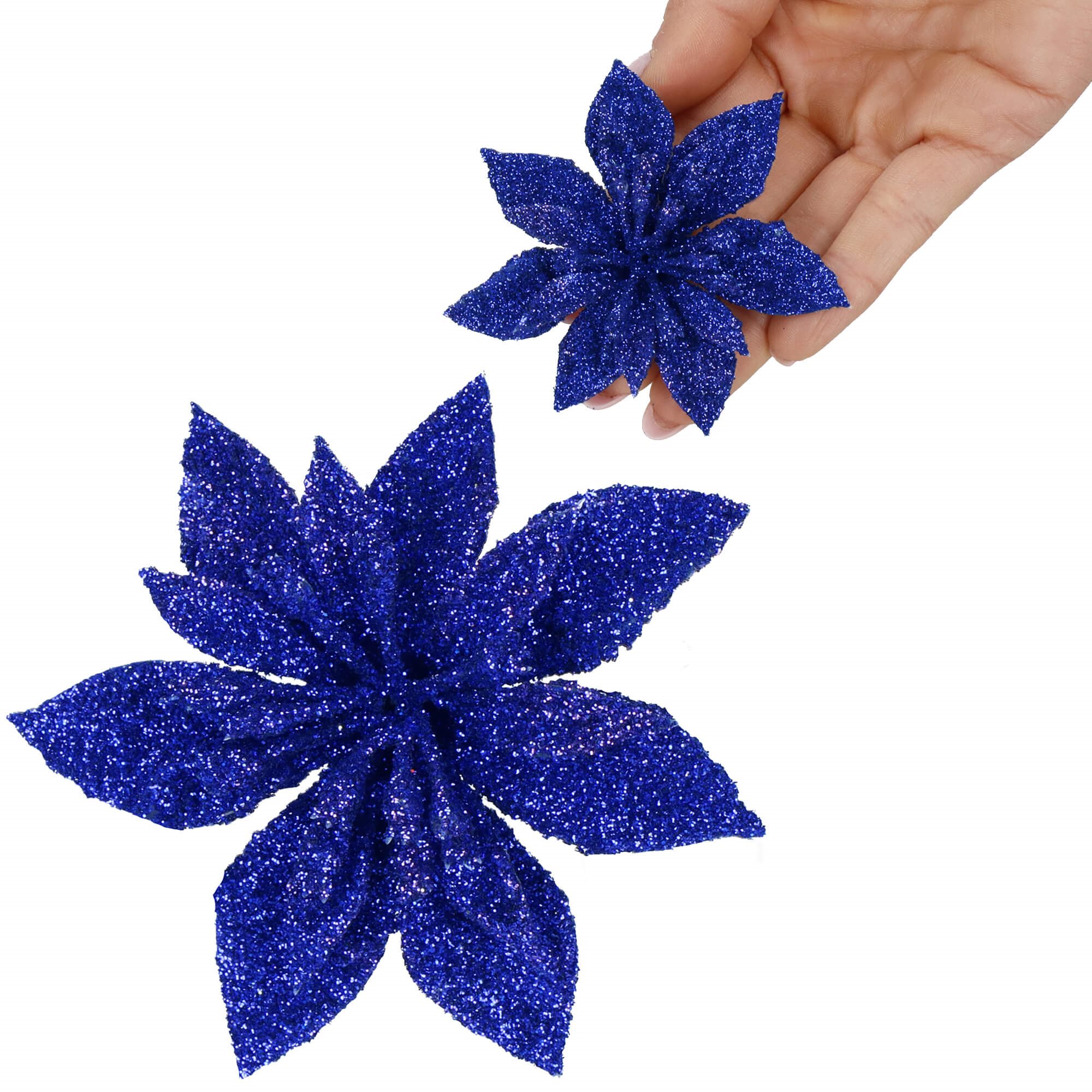 Dirbtinė puansetija springos tamsiai mėlyna, 8 cm