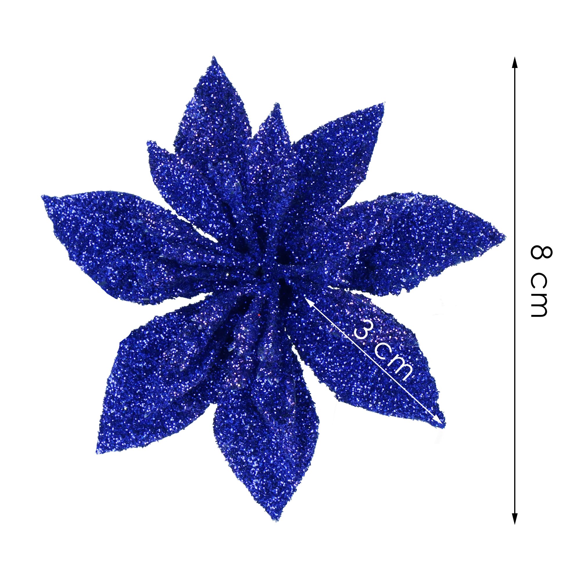 Dirbtinė puansetija springos tamsiai mėlyna, 8 cm