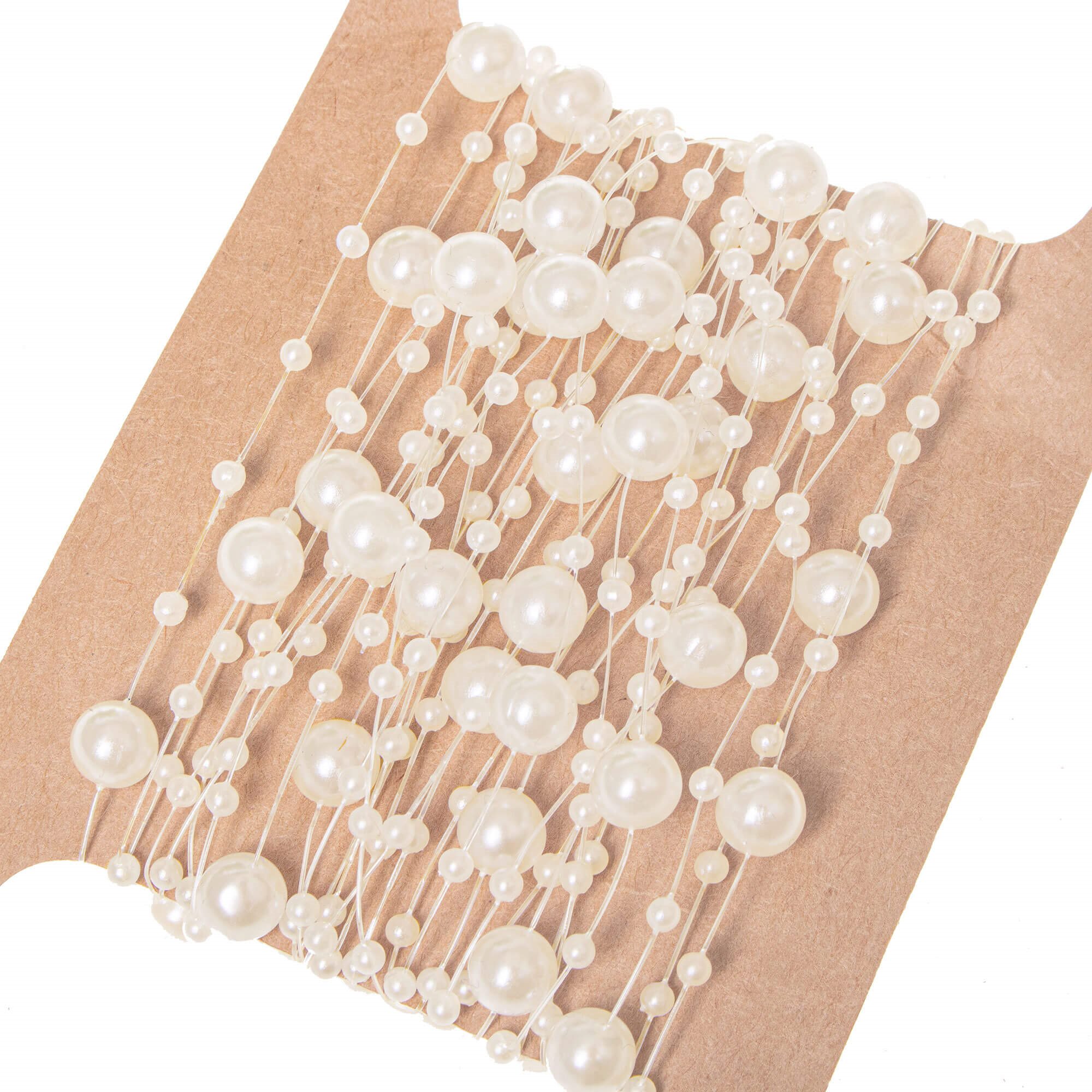 Dirbtiniai perlai springos 8+3 mm, 5 m, kreminė 2