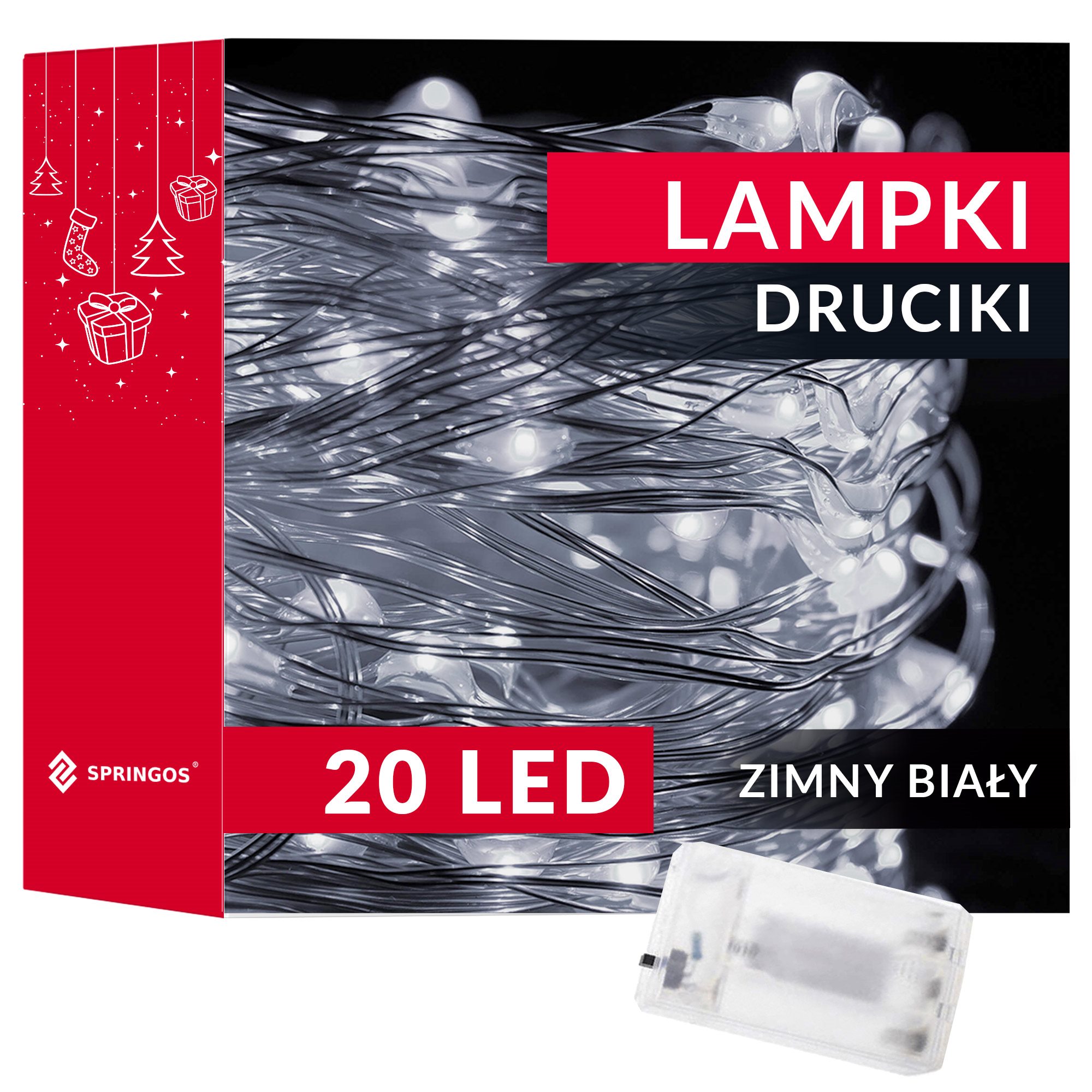 Led lemputės 20 diodų, šalta balta spalva, 1,9 m