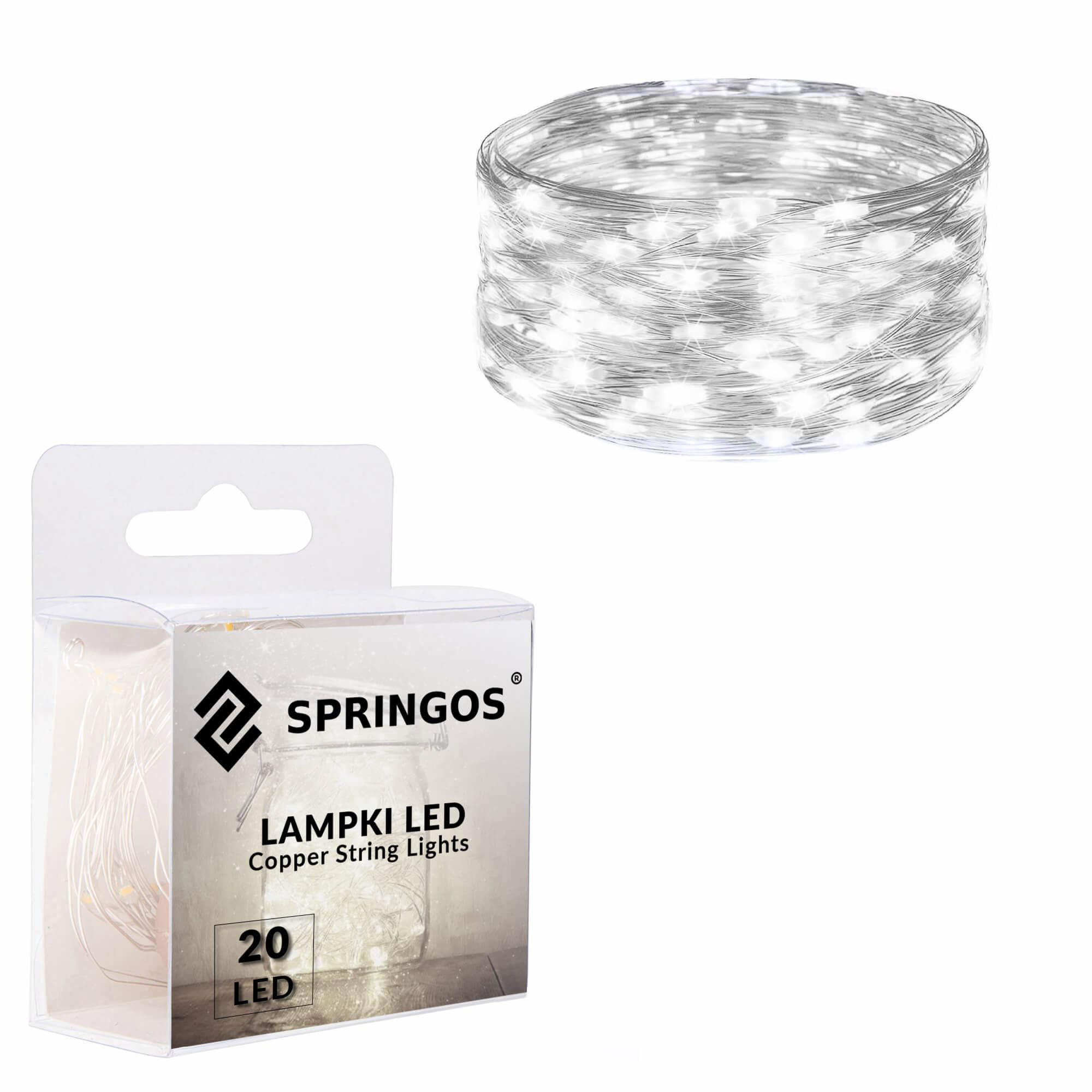 Led lemputės 20 diodų, šalta balta spalva, 1,9 m
