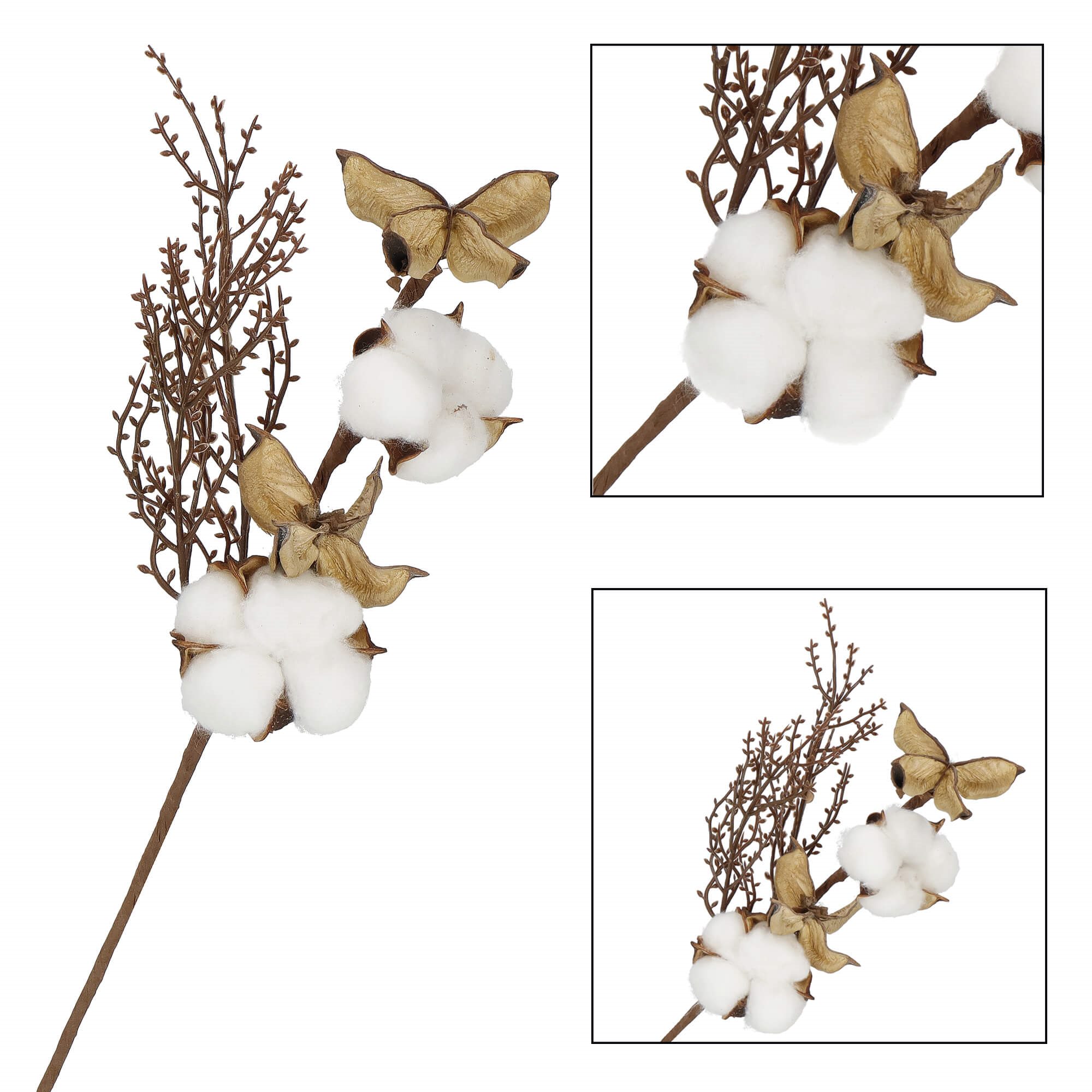 Dekoratyvinė šakelė su medvilnės kamuoliuku springos, 37 cm