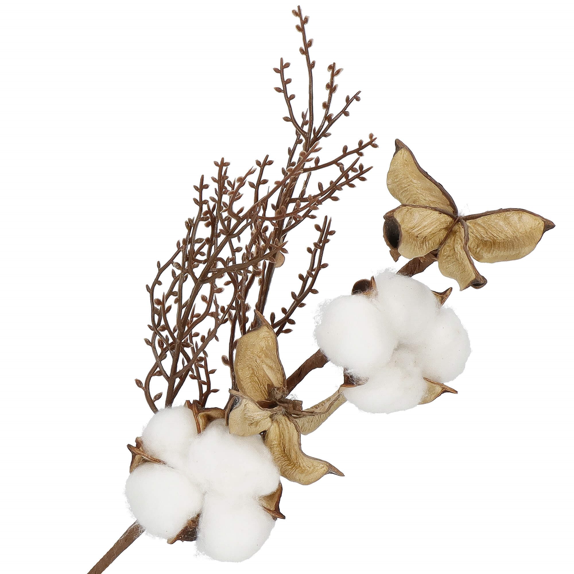 Dekoratyvinė šakelė su medvilnės kamuoliuku springos, 37 cm