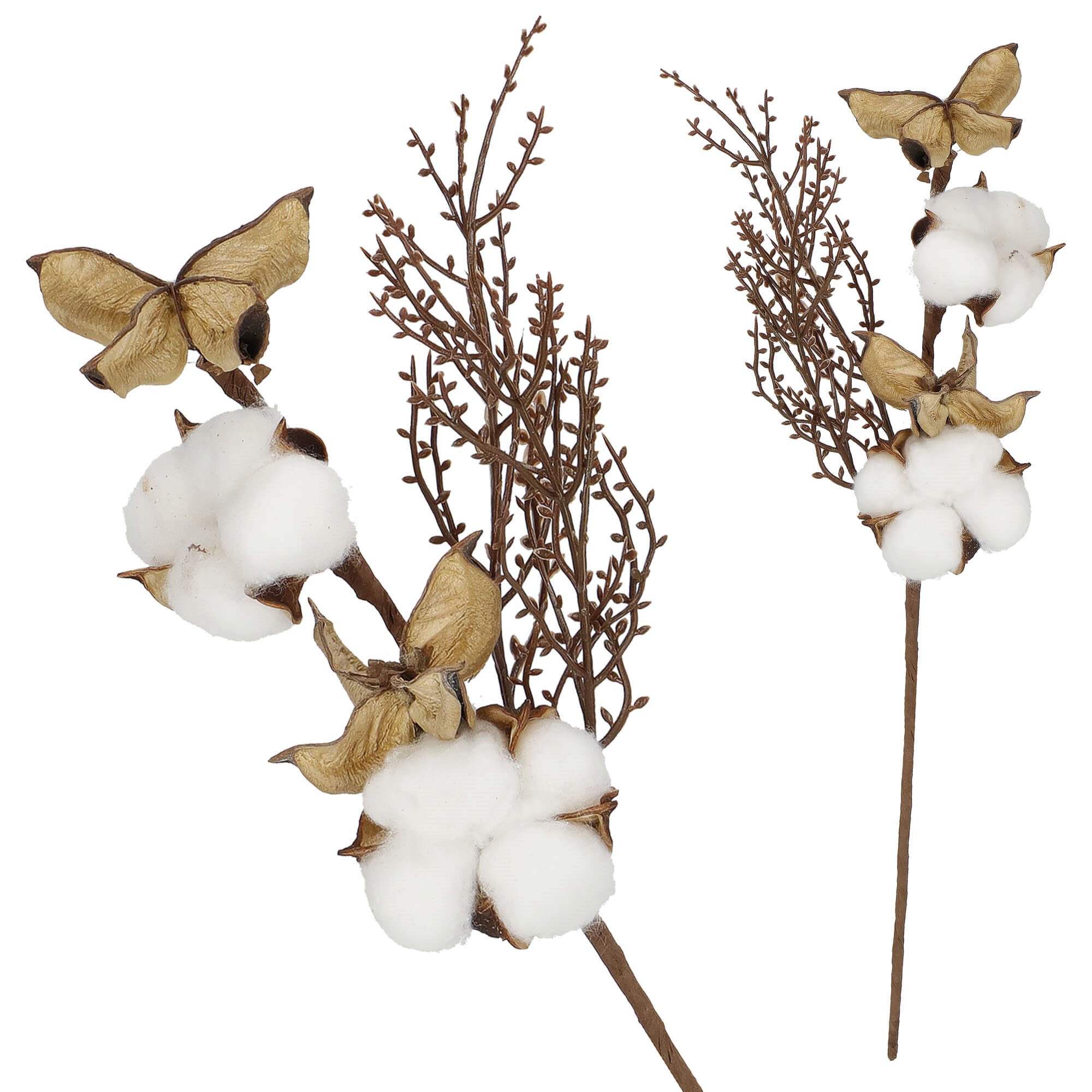 Dekoratyvinė šakelė su medvilnės kamuoliuku springos, 37 cm