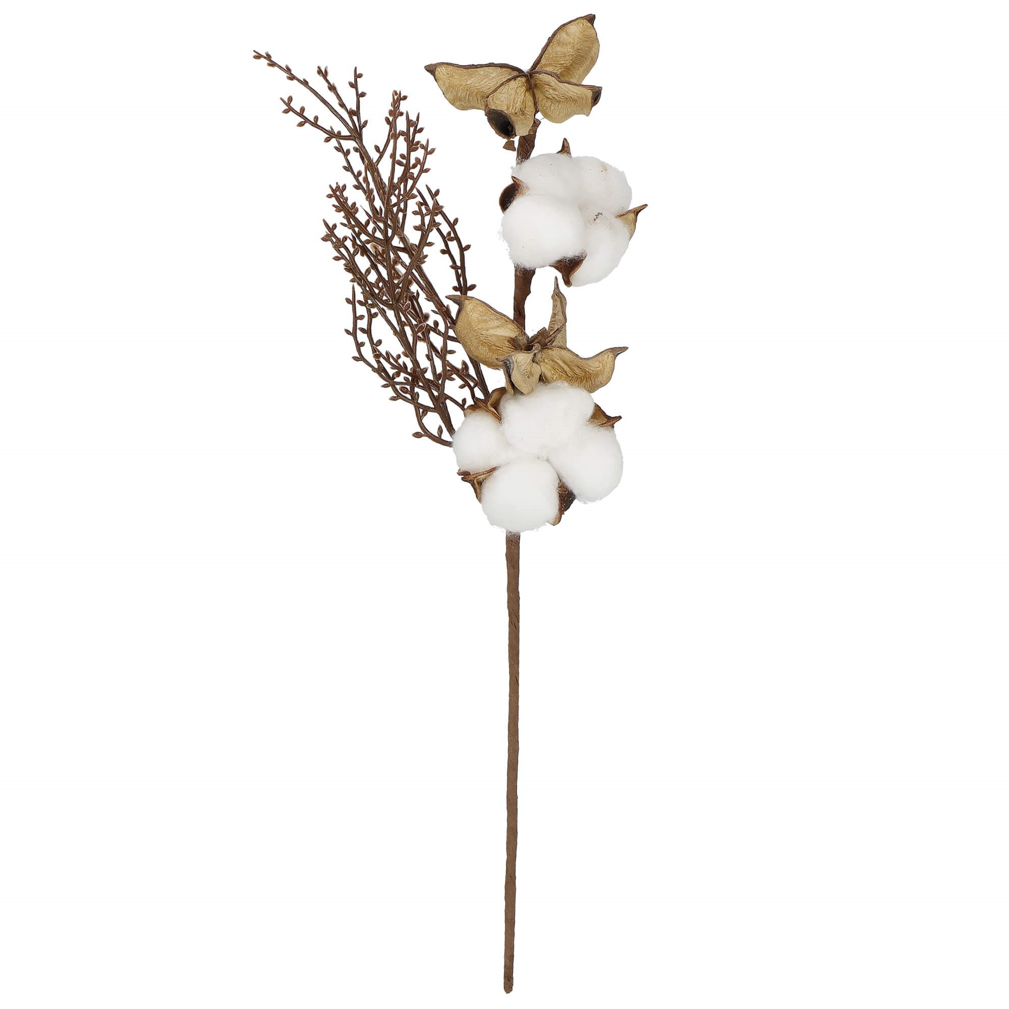 Dekoratyvinė šakelė su medvilnės kamuoliuku springos, 37 cm