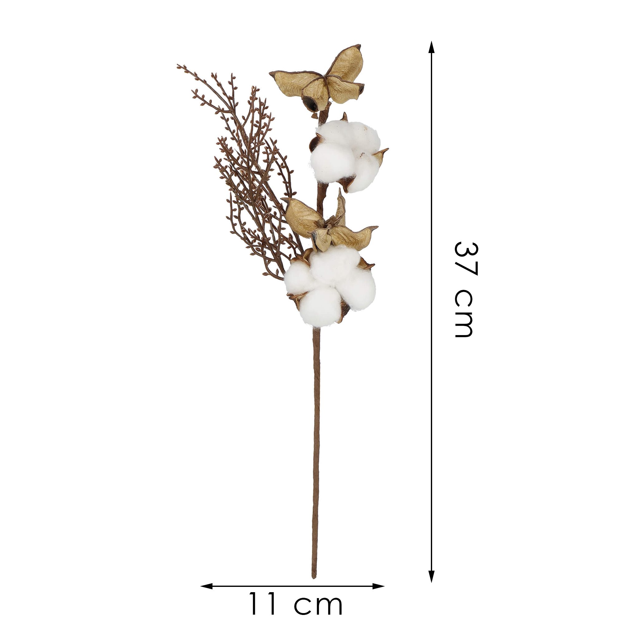 Dekoratyvinė šakelė su medvilnės kamuoliuku springos, 37 cm
