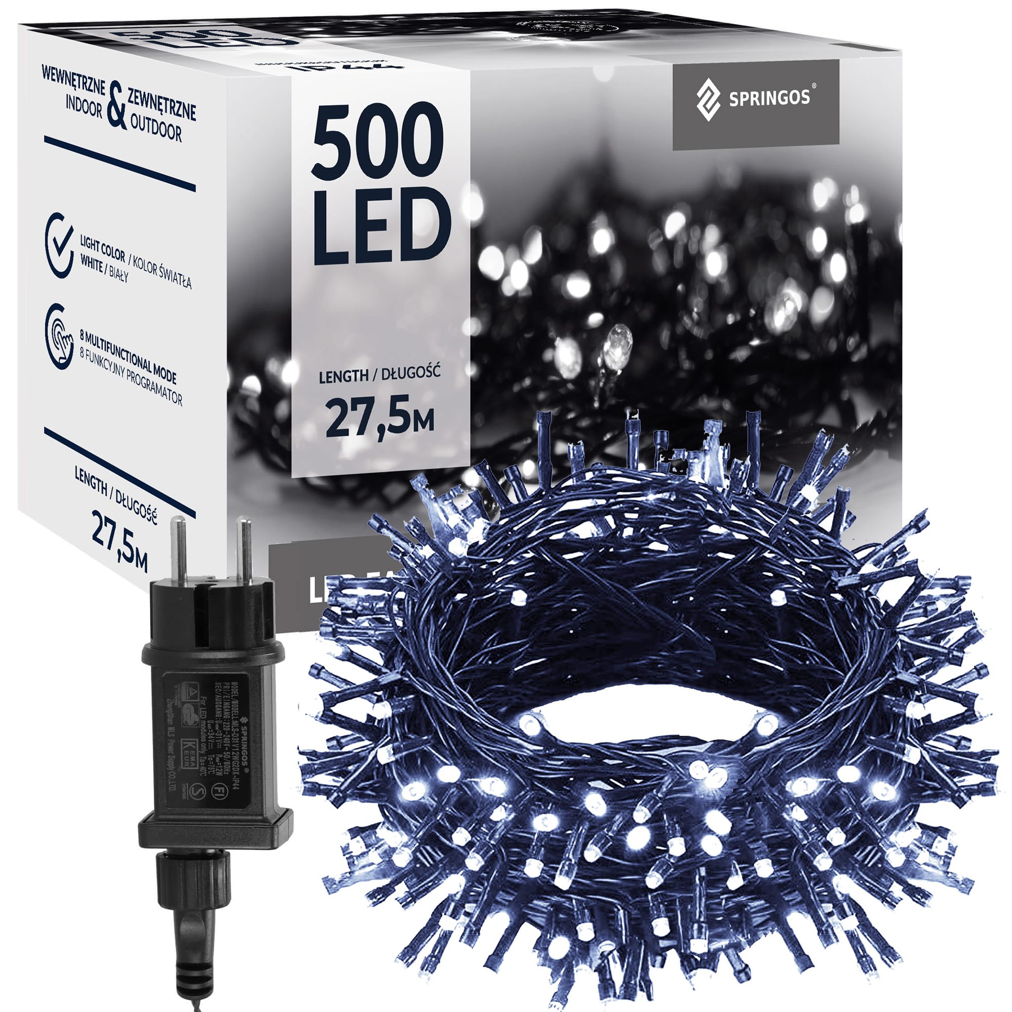 Kalėdinės lemputės springos cl0543, 500 led, 27,5 m