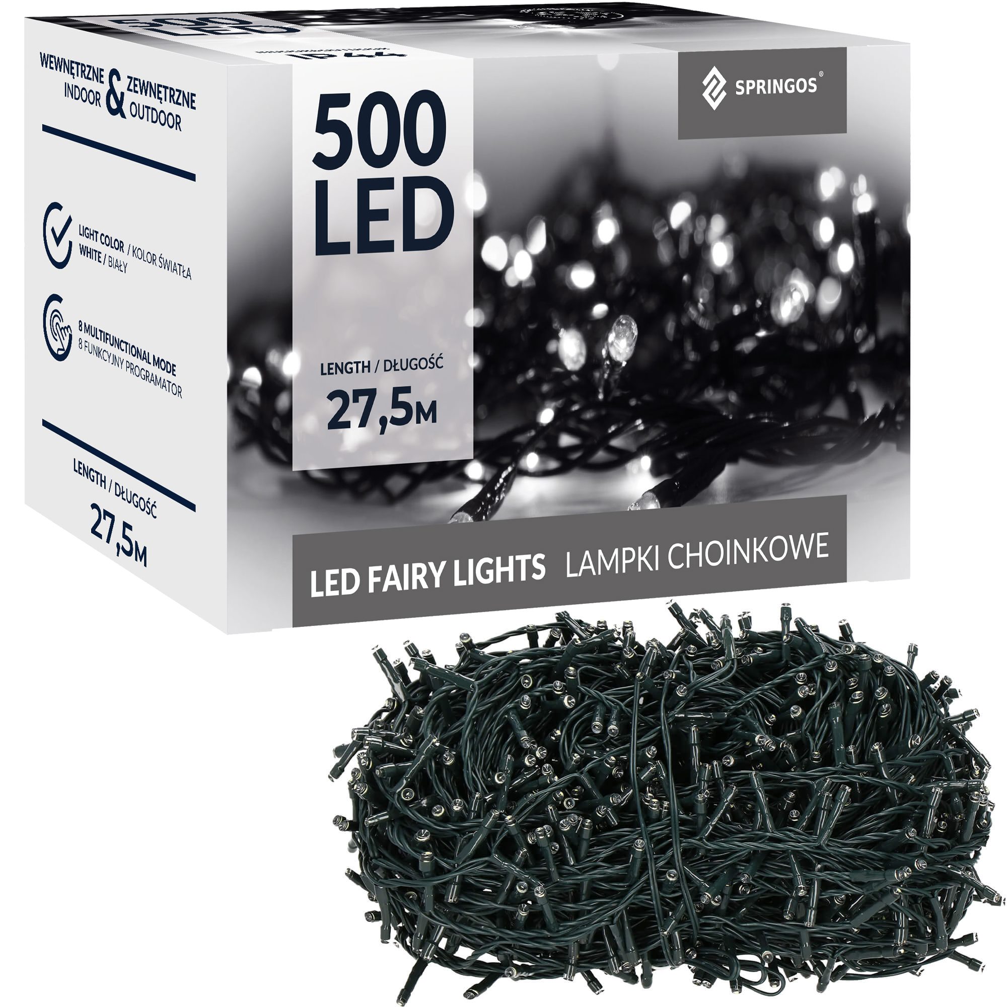 Kalėdinės lemputės springos cl0543, 500 led, 27,5 m