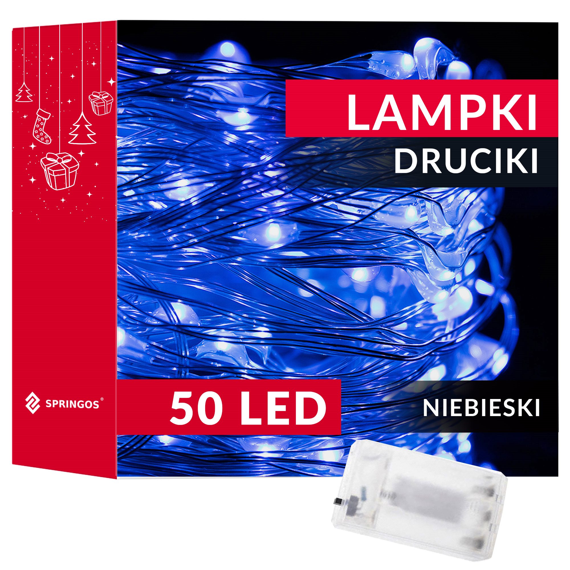 Led girlianda su 50 mikrošviesų, mėlyna, 4,9 m