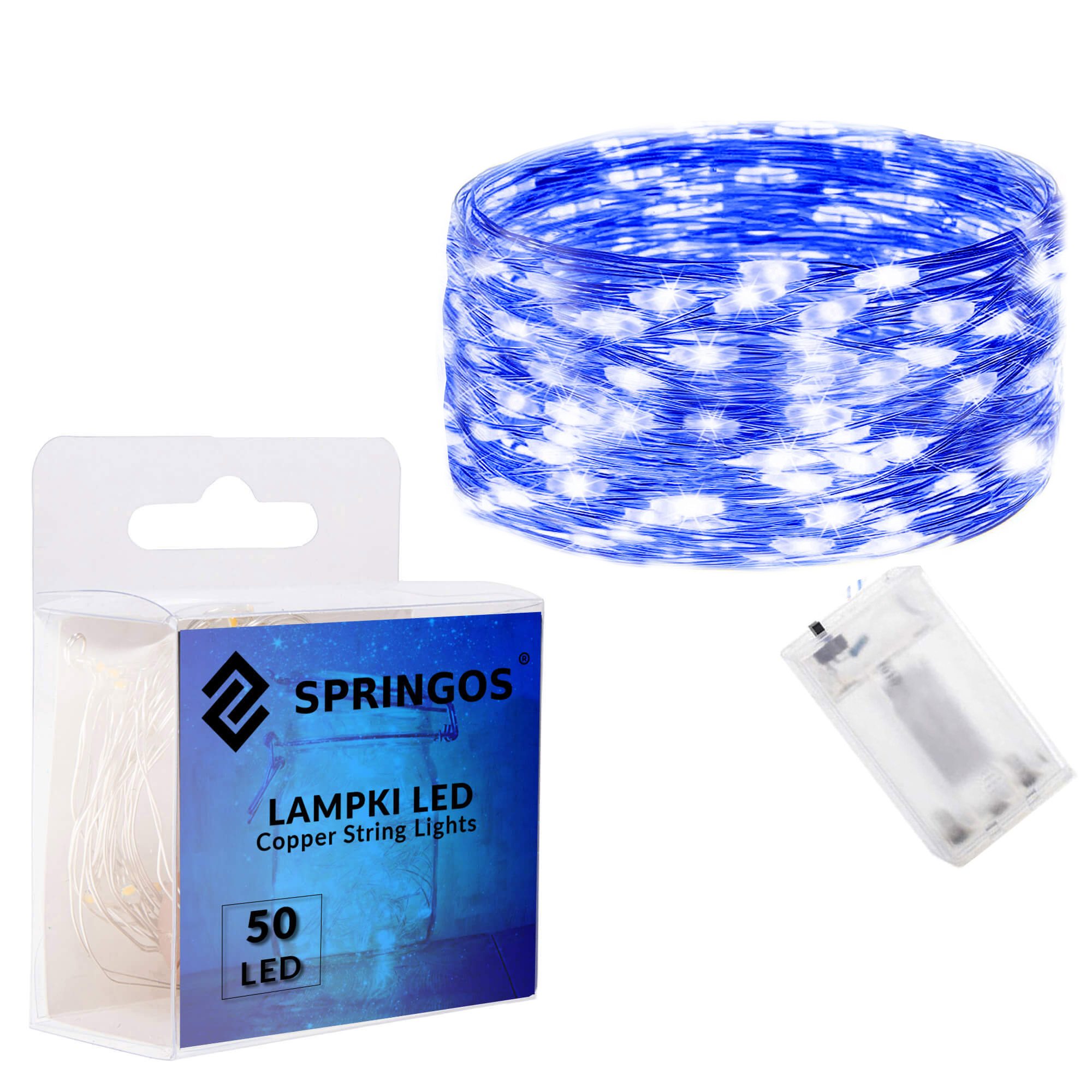 Led girlianda su 50 mikrošviesų, mėlyna, 4,9 m