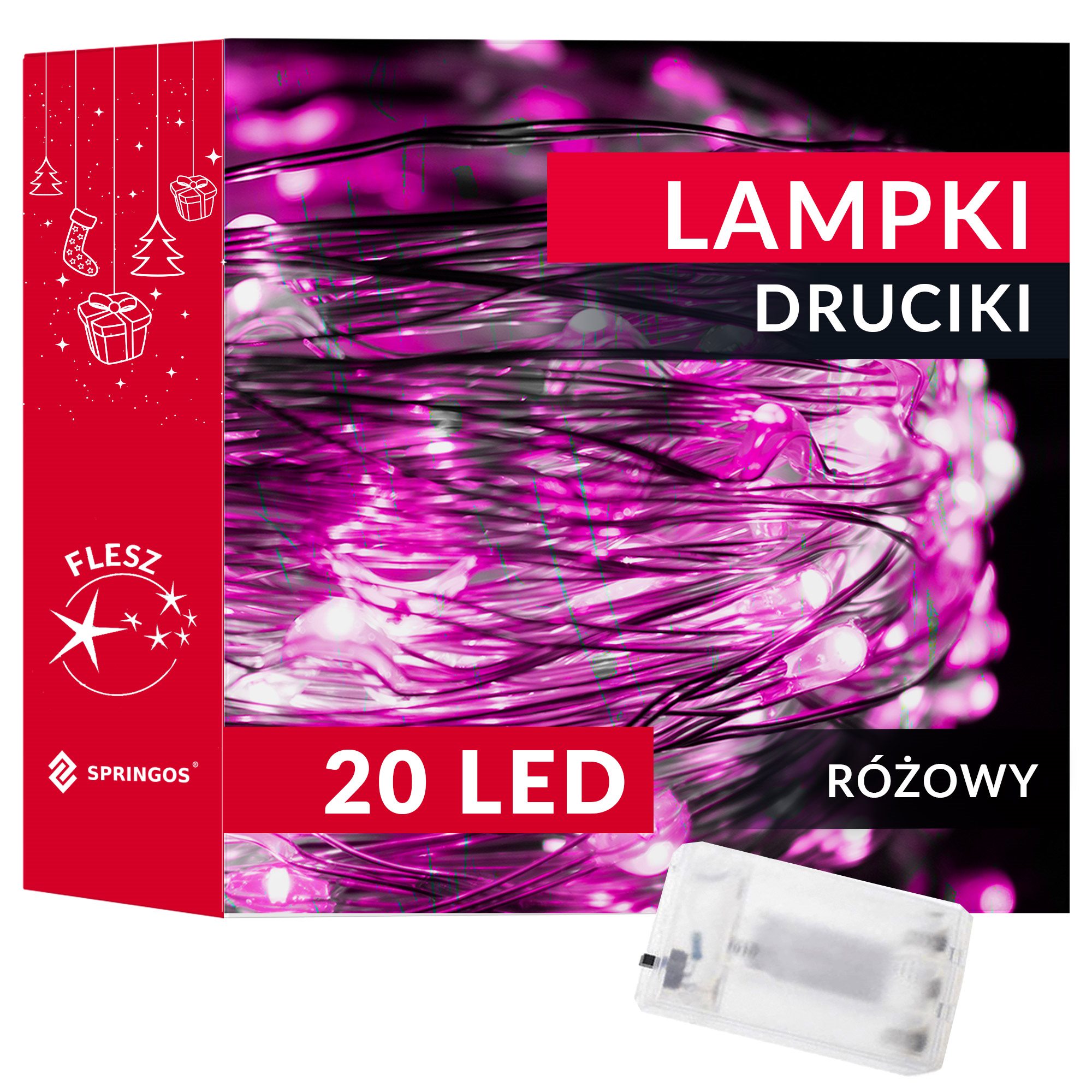 Girlianda su 20 led diodų, rožinė, 1,9 m