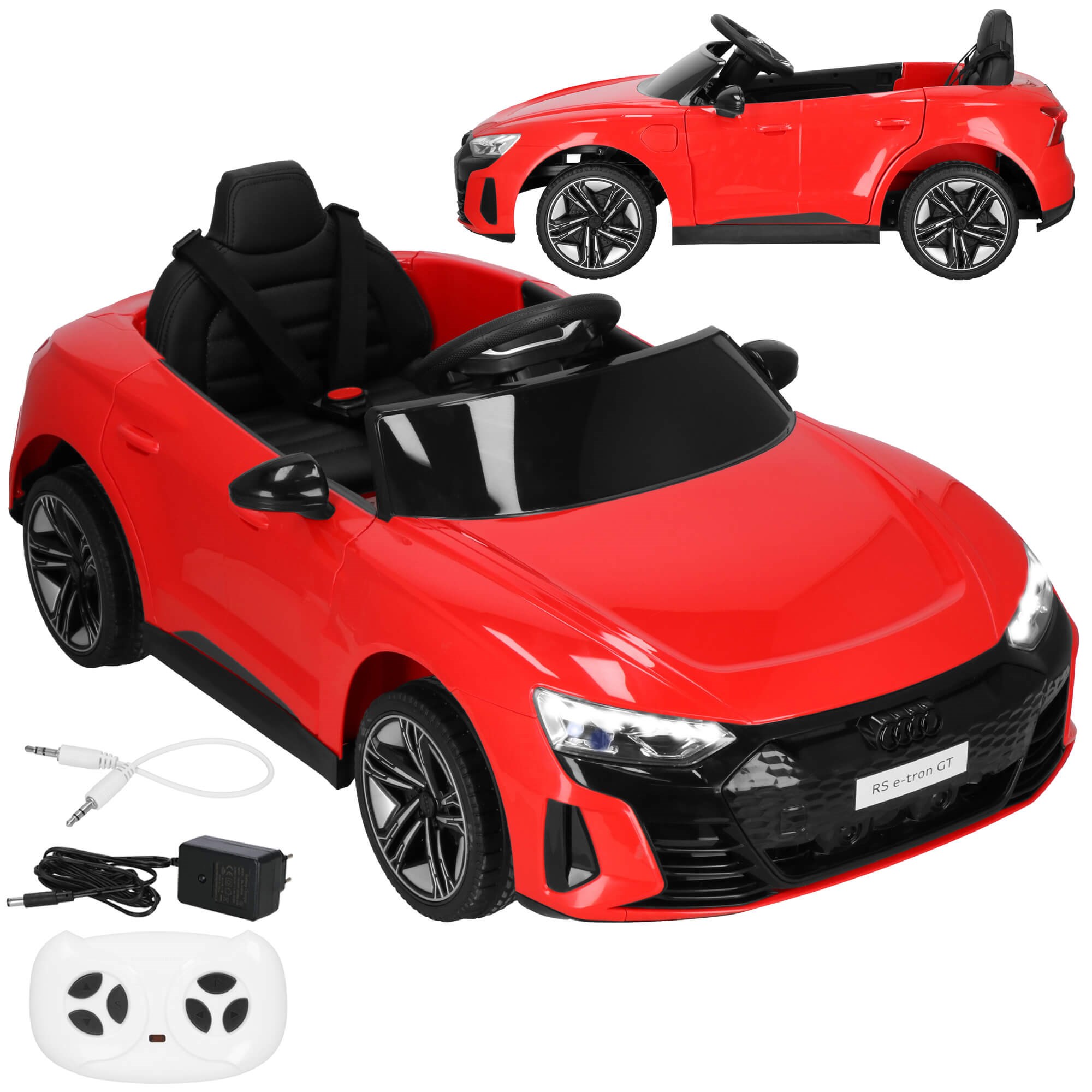 Elektrinis vaikų automobilis springos audi rs e-tron gt, 103x58x41 cm, raudonas/juodas 2