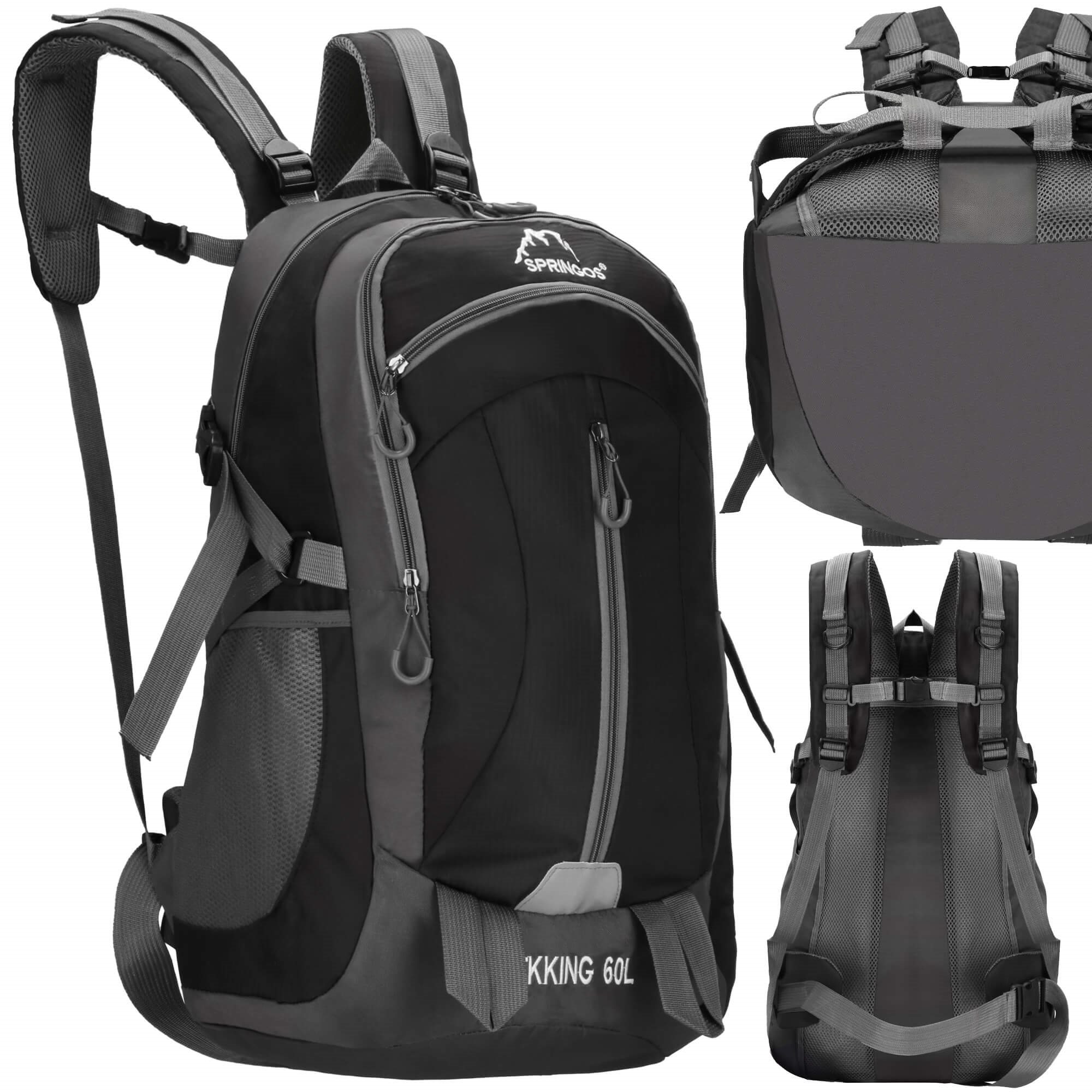Kuprinė 60 l talpos, su 4 skyriais, pilkų atspalvių, 60 × 43 × 22 cm 3