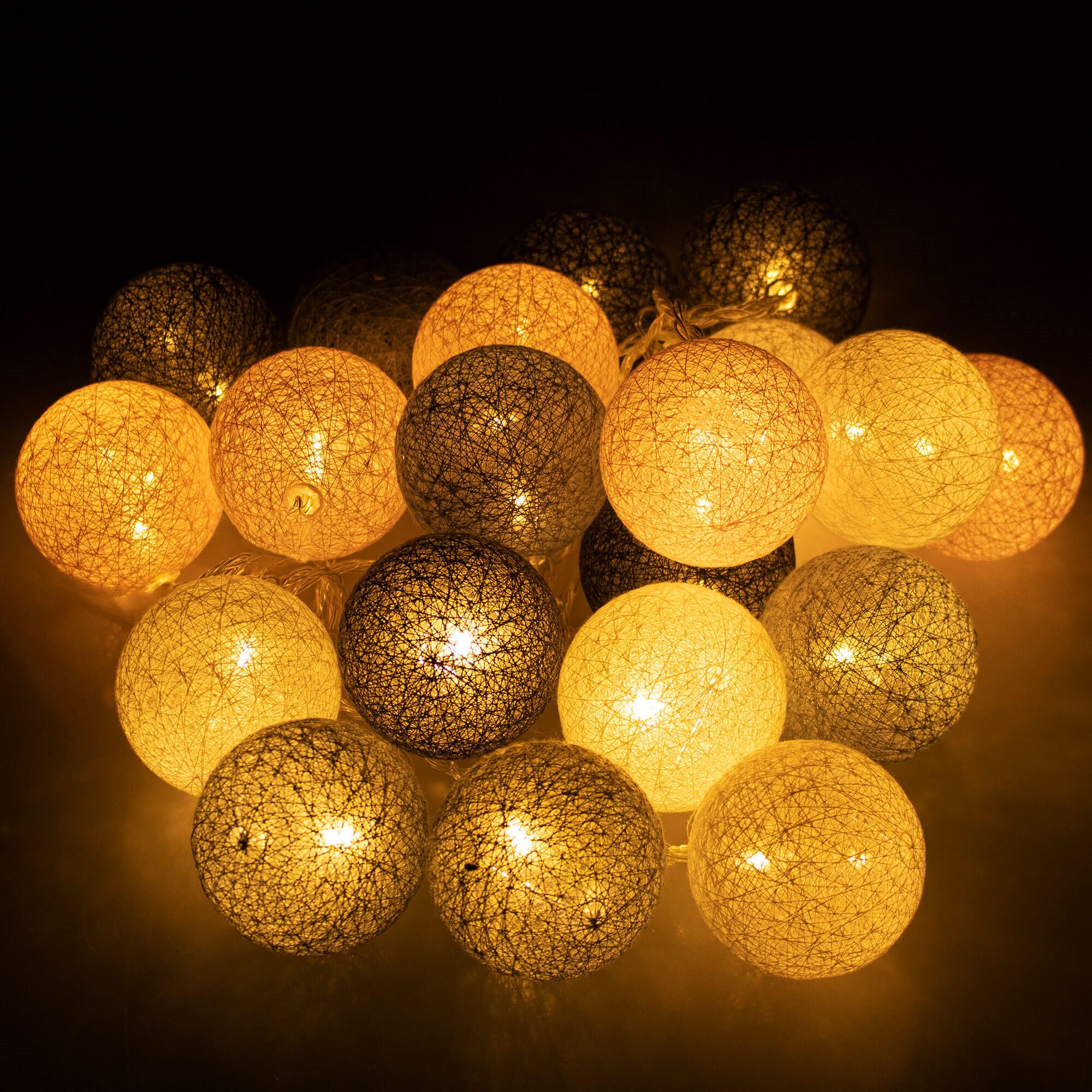 Šviesos girlianda 20 led su šiltai baltais rutuliais
