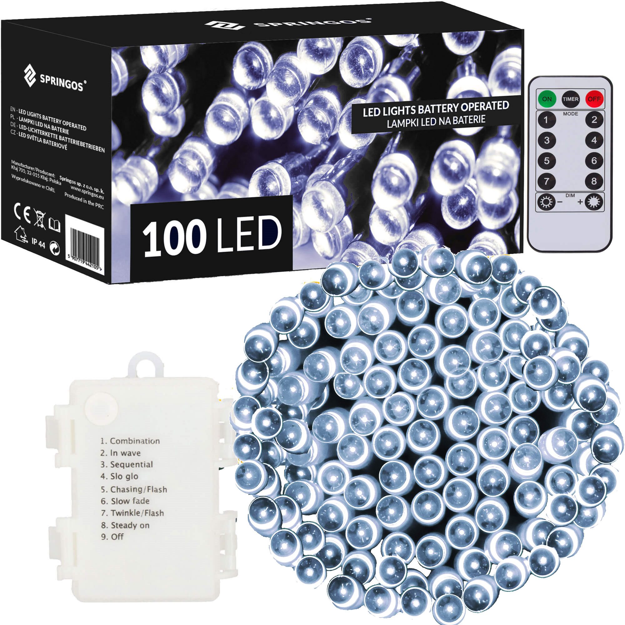 Led šviesos girlianda cl4035, šalta balta, 100 diodų, 10,5 m