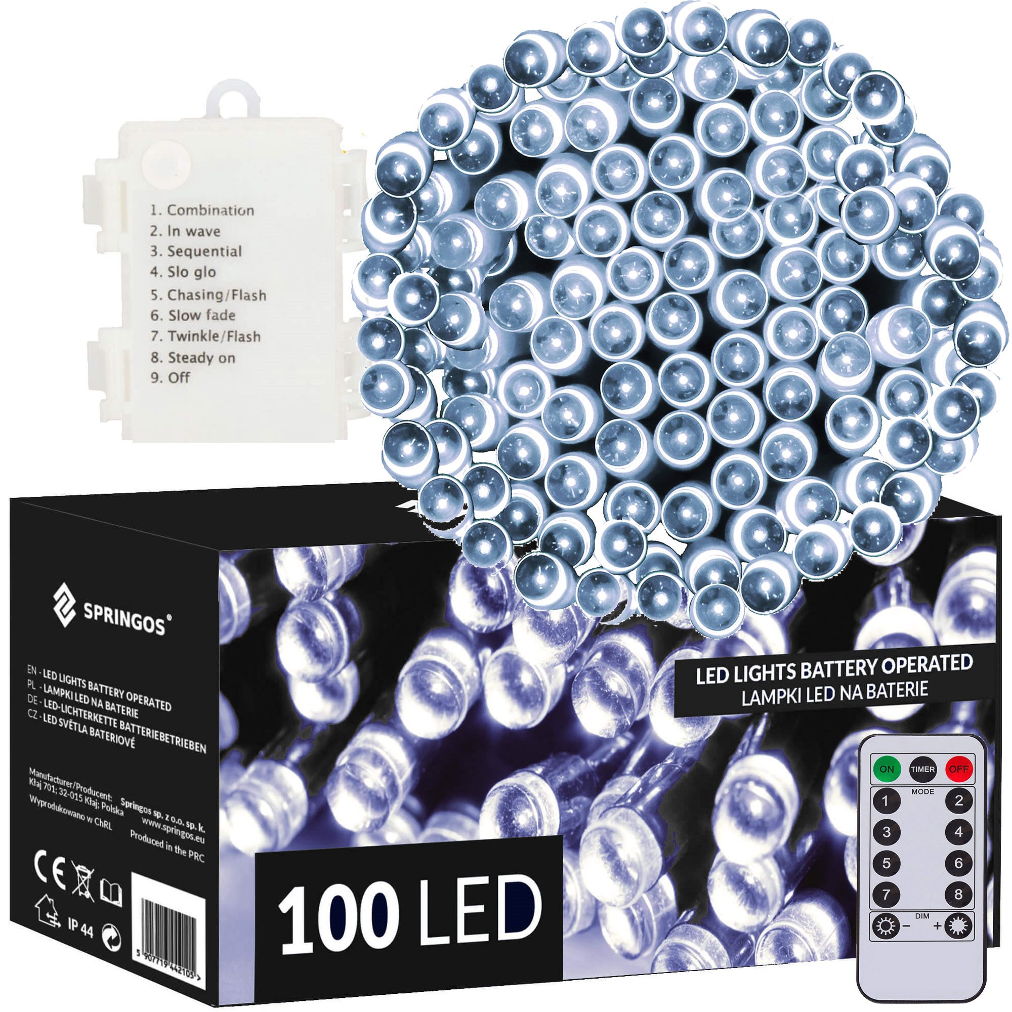 Led šviesos girlianda cl4035, šalta balta, 100 diodų, 10,5 m