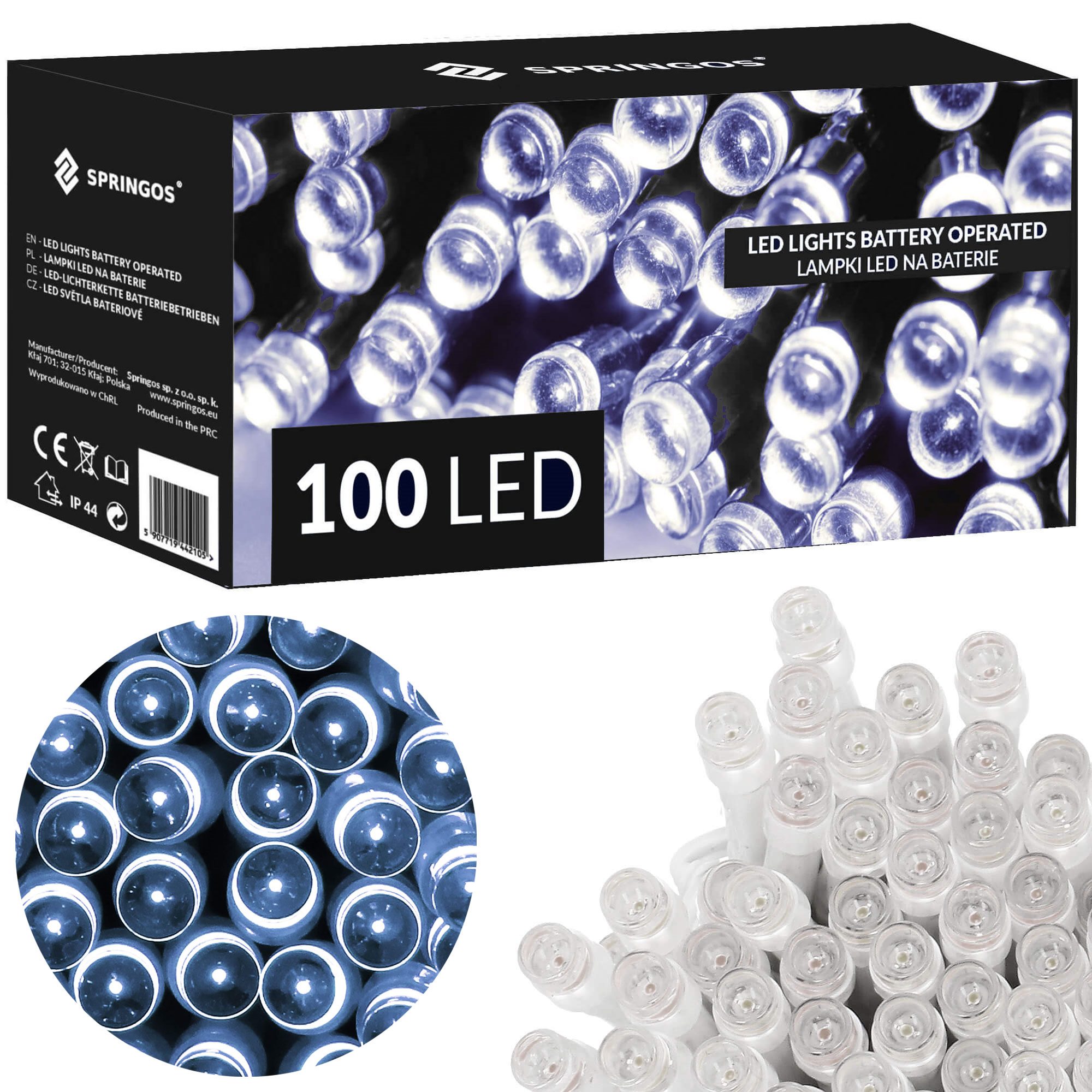 Led šviesos girlianda cl4035, šalta balta, 100 diodų, 10,5 m