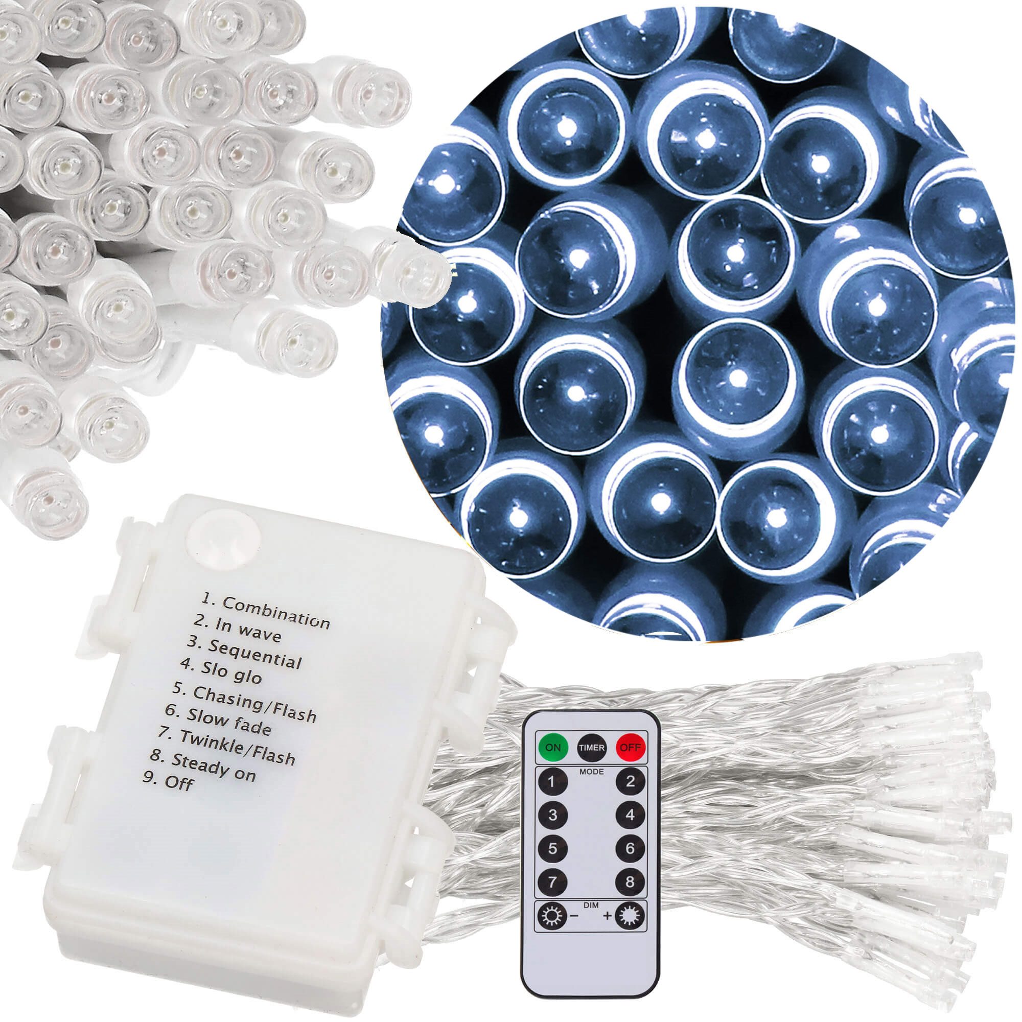 Led šviesos girlianda cl4035, šalta balta, 100 diodų, 10,5 m