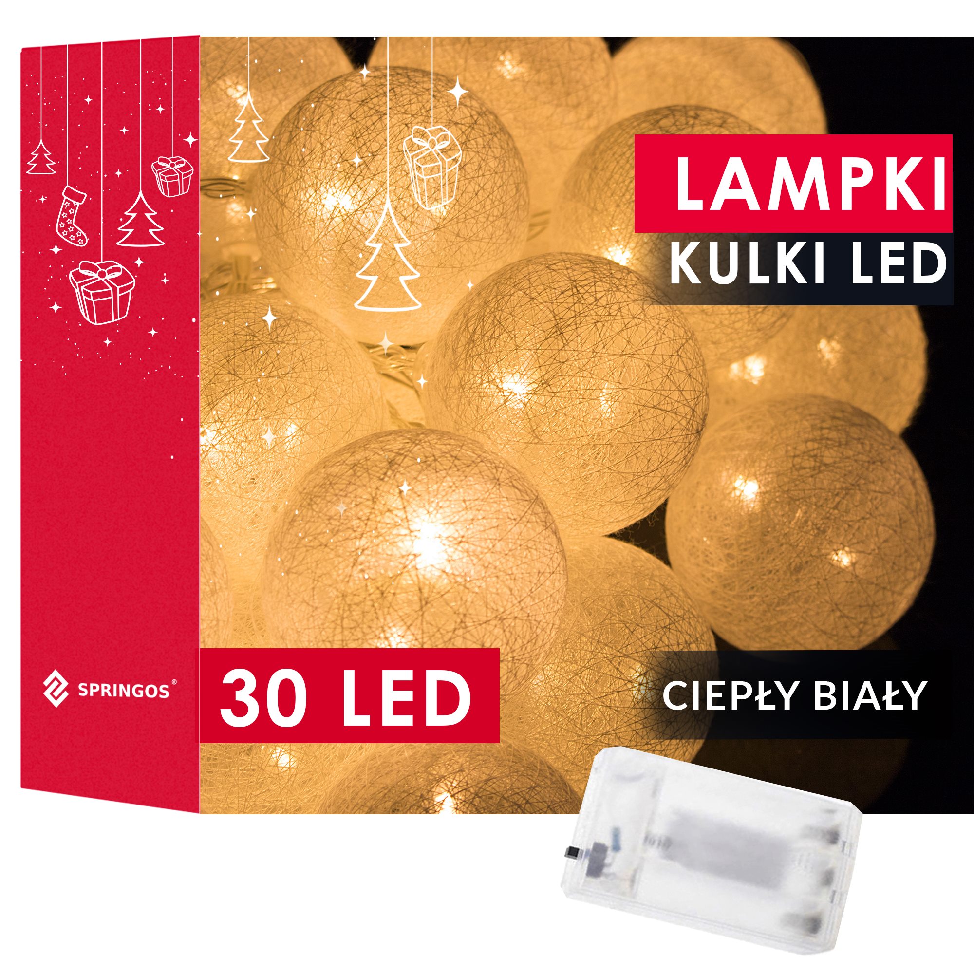 Dekoratyvinė šviesų girlianda 30 led, šilta balta spalva, 6,1 m